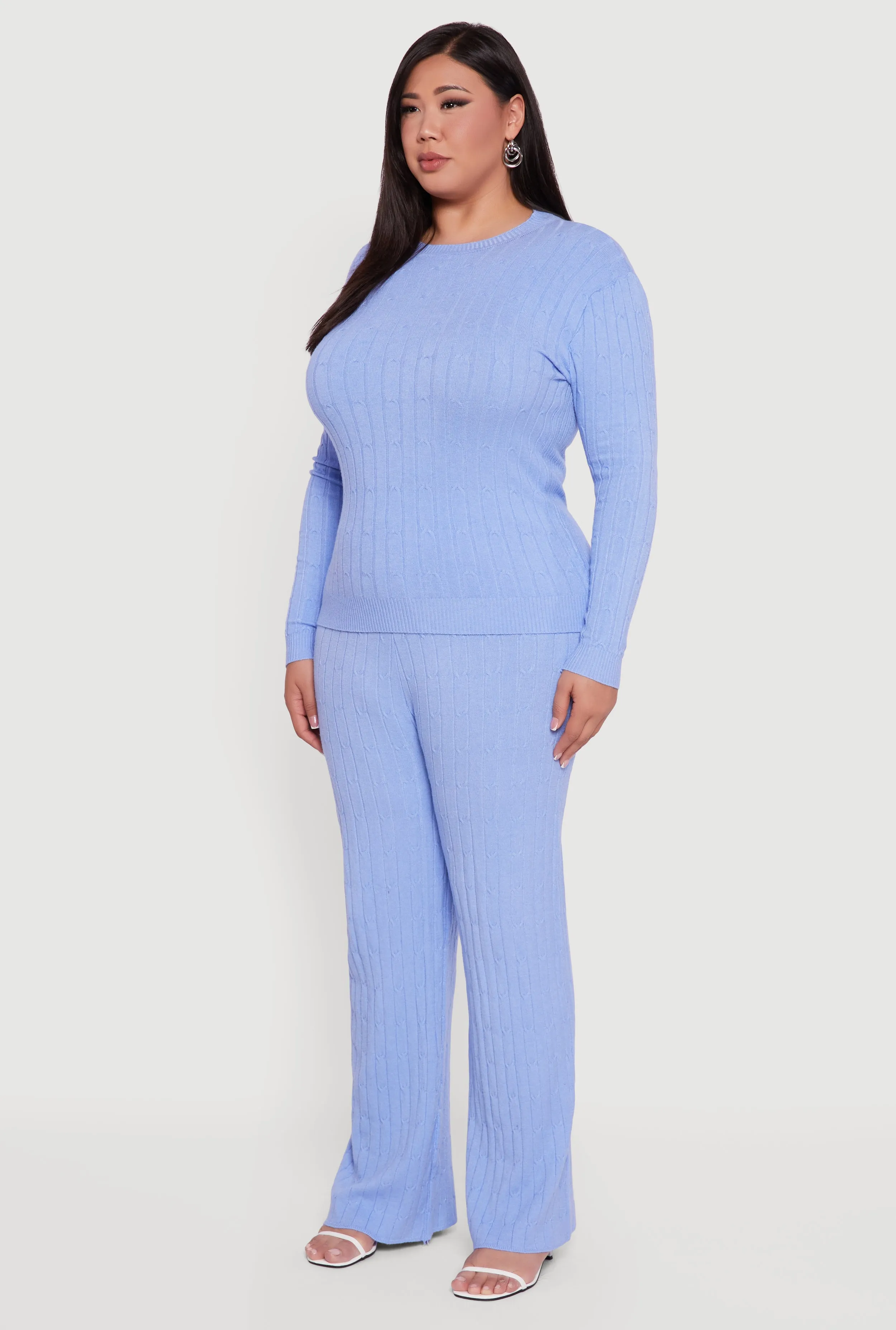 Plus Size Cable Knit Long Sleeve Crew Neck Sweater sold by Rainbow product image thumbnail 5