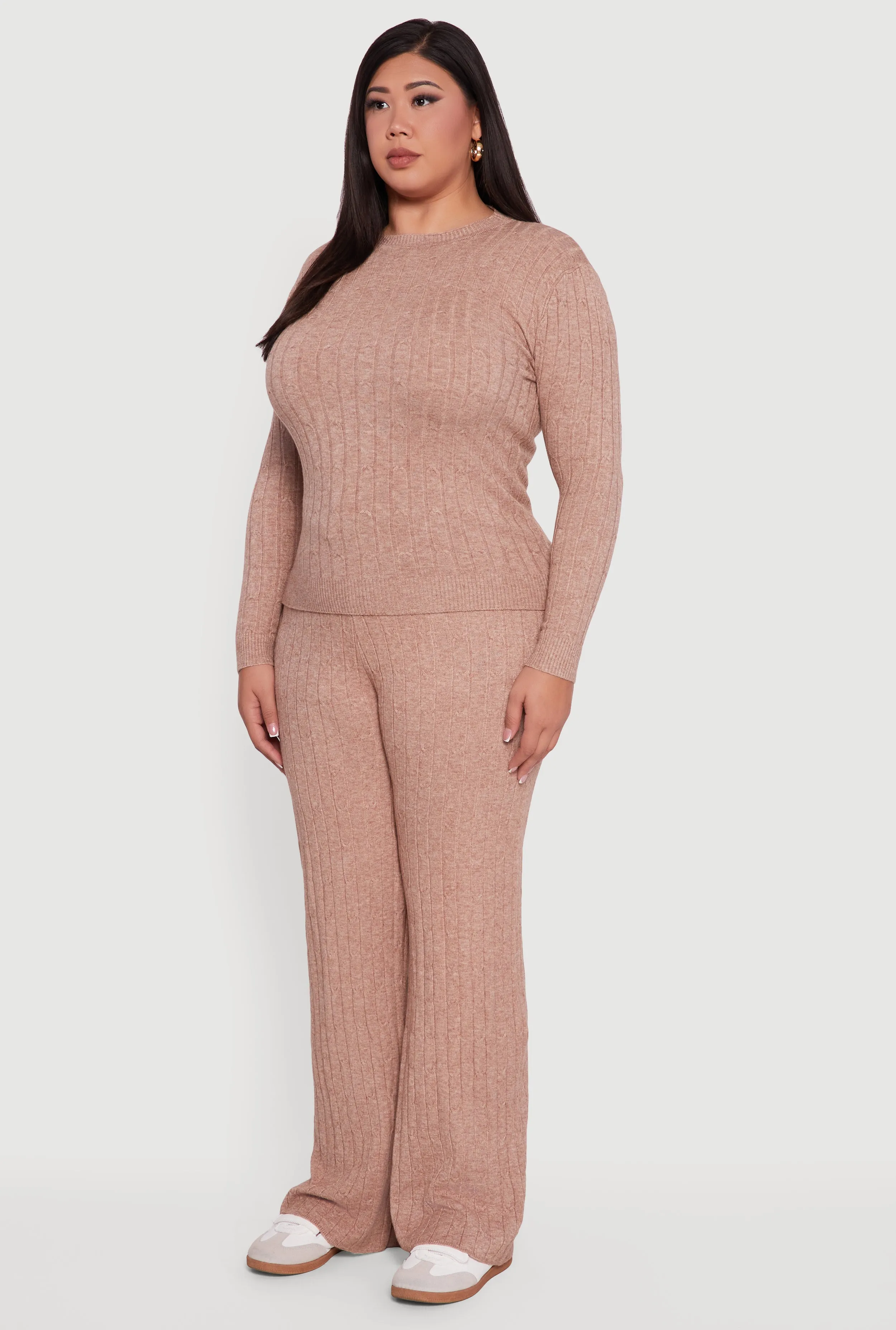 Plus Size Cable Knit Long Sleeve Crew Neck Sweater sold by Rainbow product image thumbnail 5