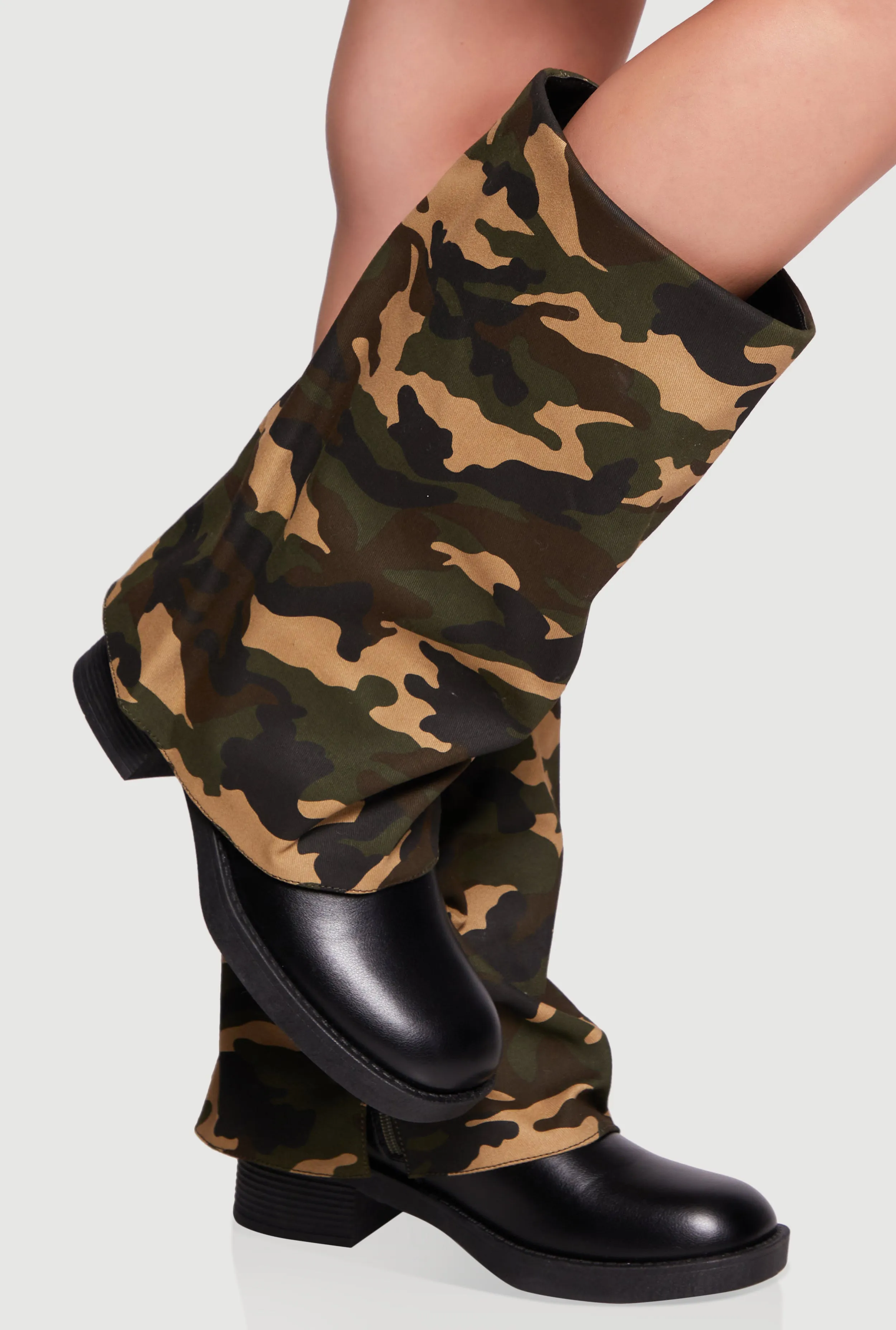 Mid Calf Block Heel Fold Over Boots sold by Rainbow