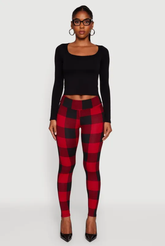 Plaid Fleece Lined Leggings sold by Rainbow