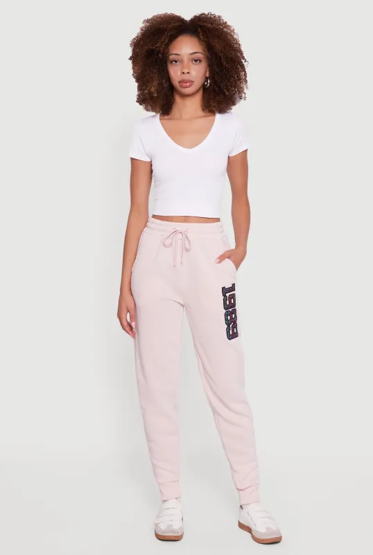 Embroidered Graphic Drawstring Waist Joggers sold by Rainbow
