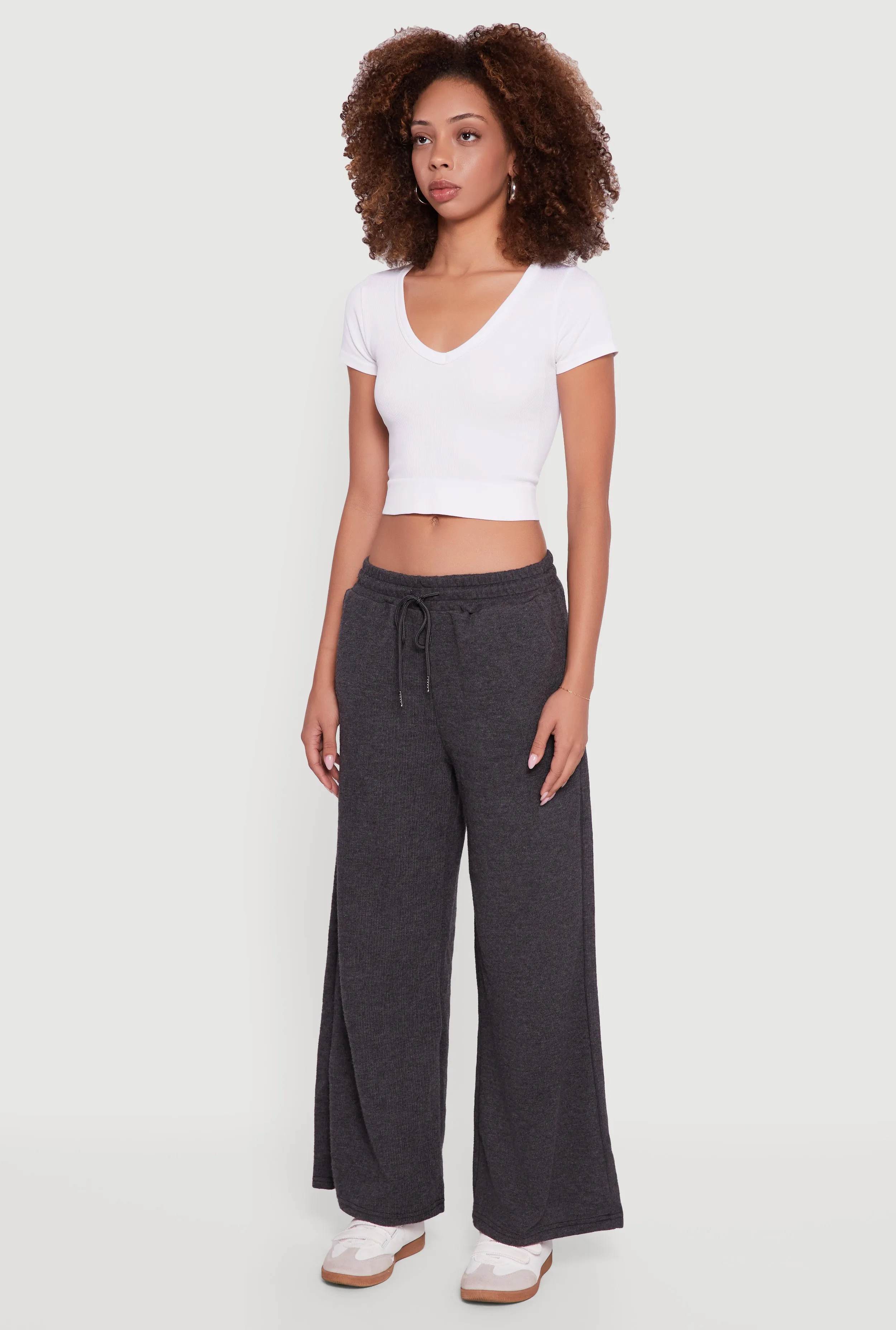 Marled Brushed Rib Knit Wide Leg Sweatpants sold by Rainbow product image thumbnail 3
