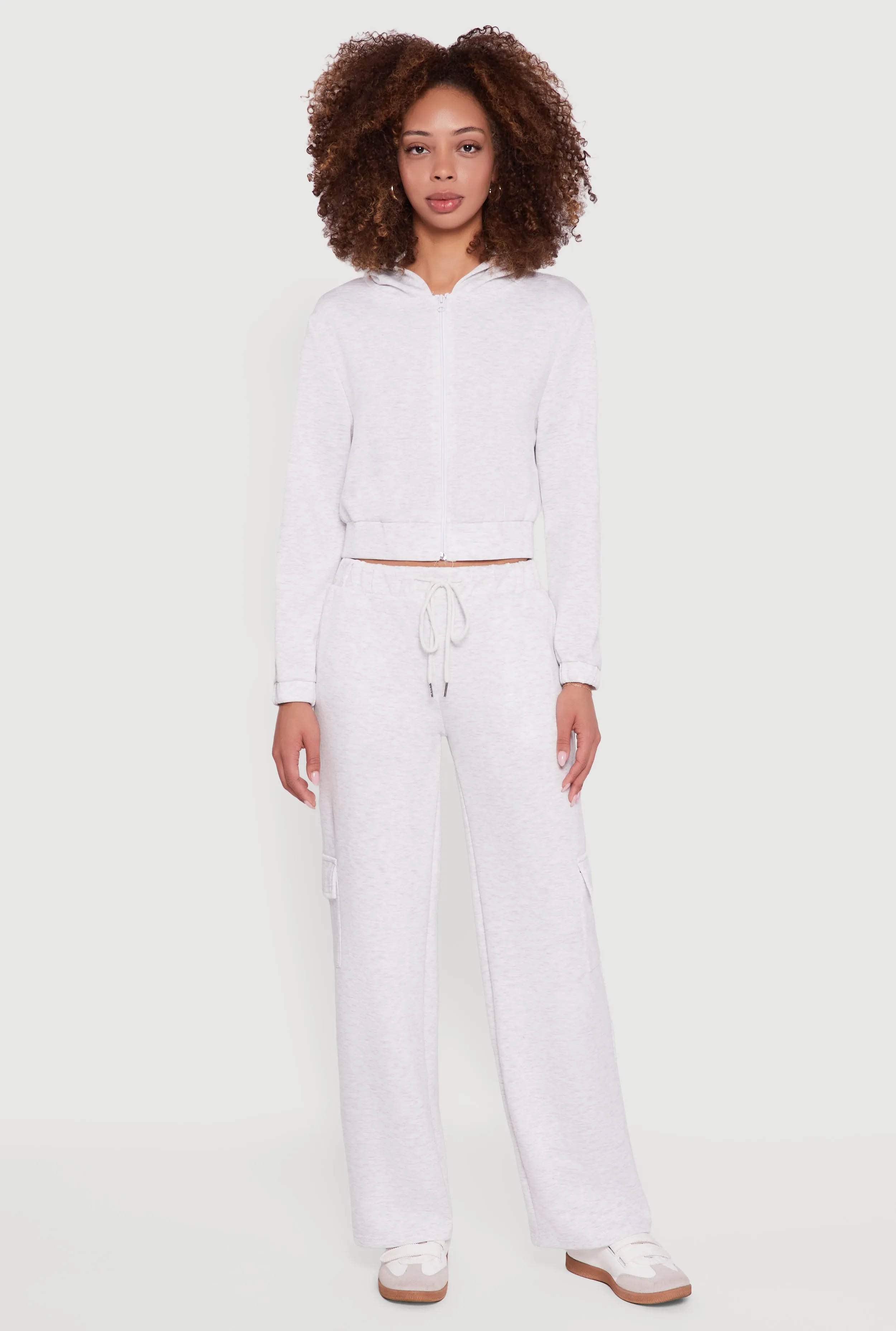 Cropped Long Sleeve Zip Front Hoodie sold by Rainbow product image thumbnail 2