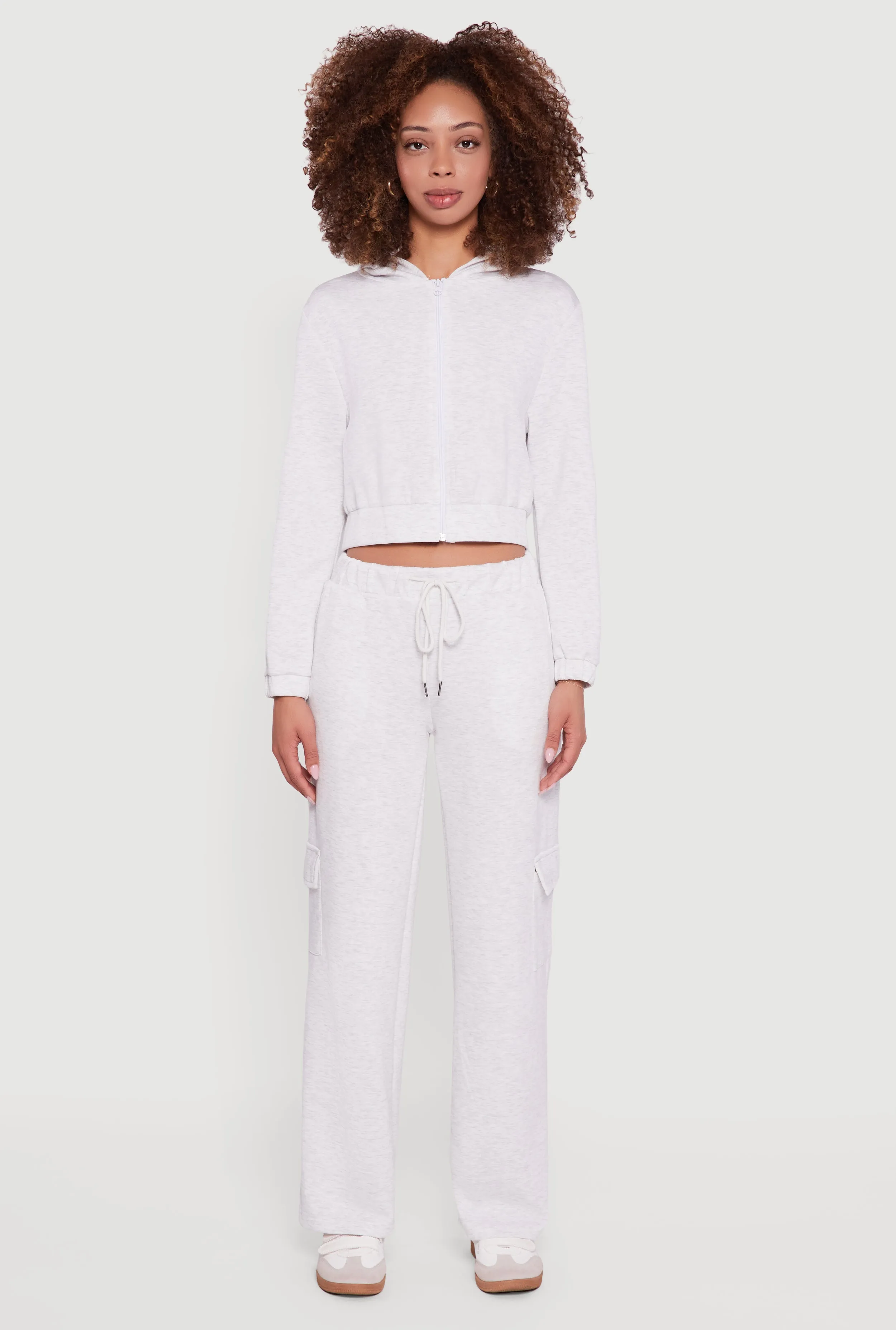 Cropped Long Sleeve Zip Front Hoodie sold by Rainbow product image thumbnail 3