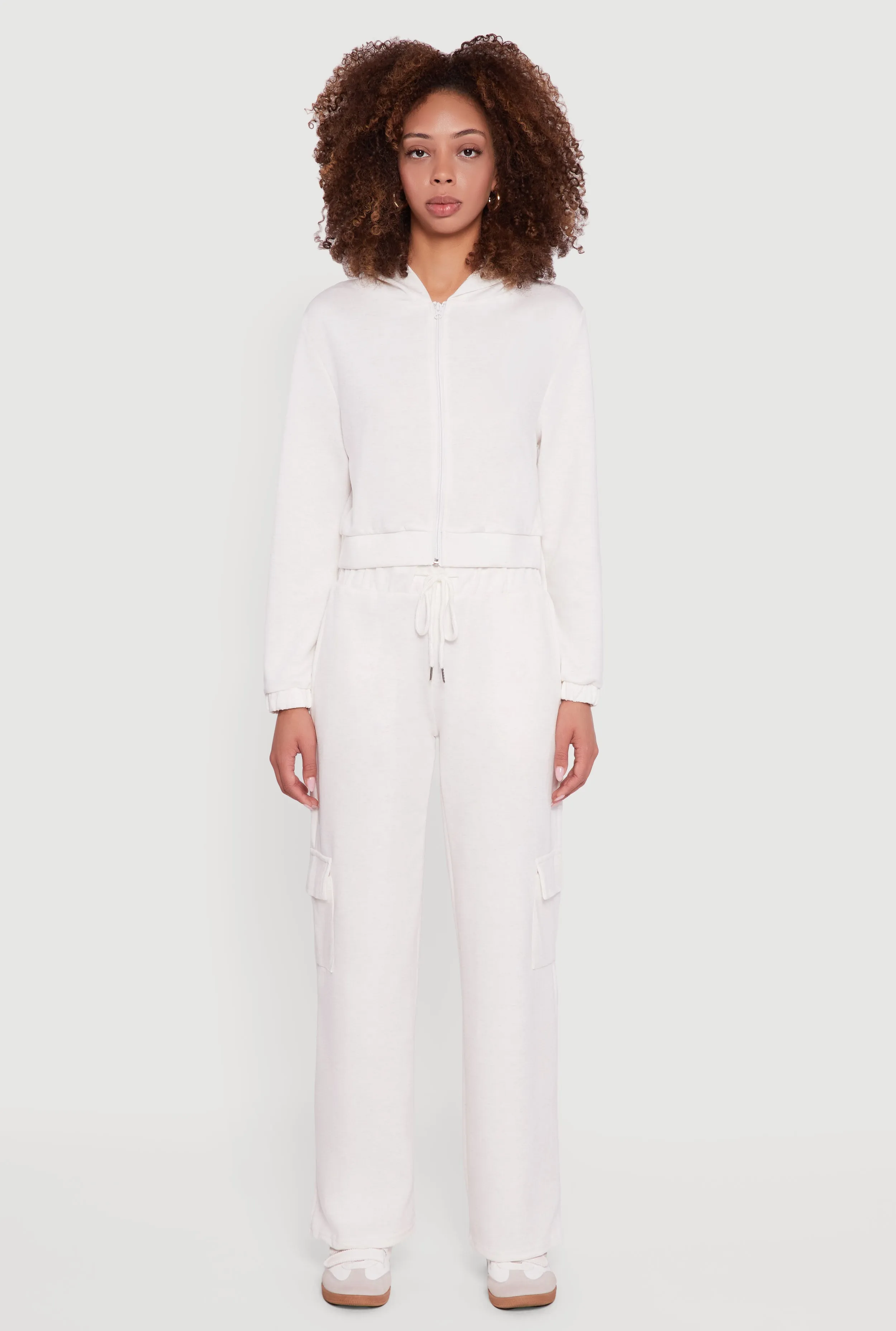 Cropped Long Sleeve Zip Front Hoodie sold by Rainbow product image thumbnail 3