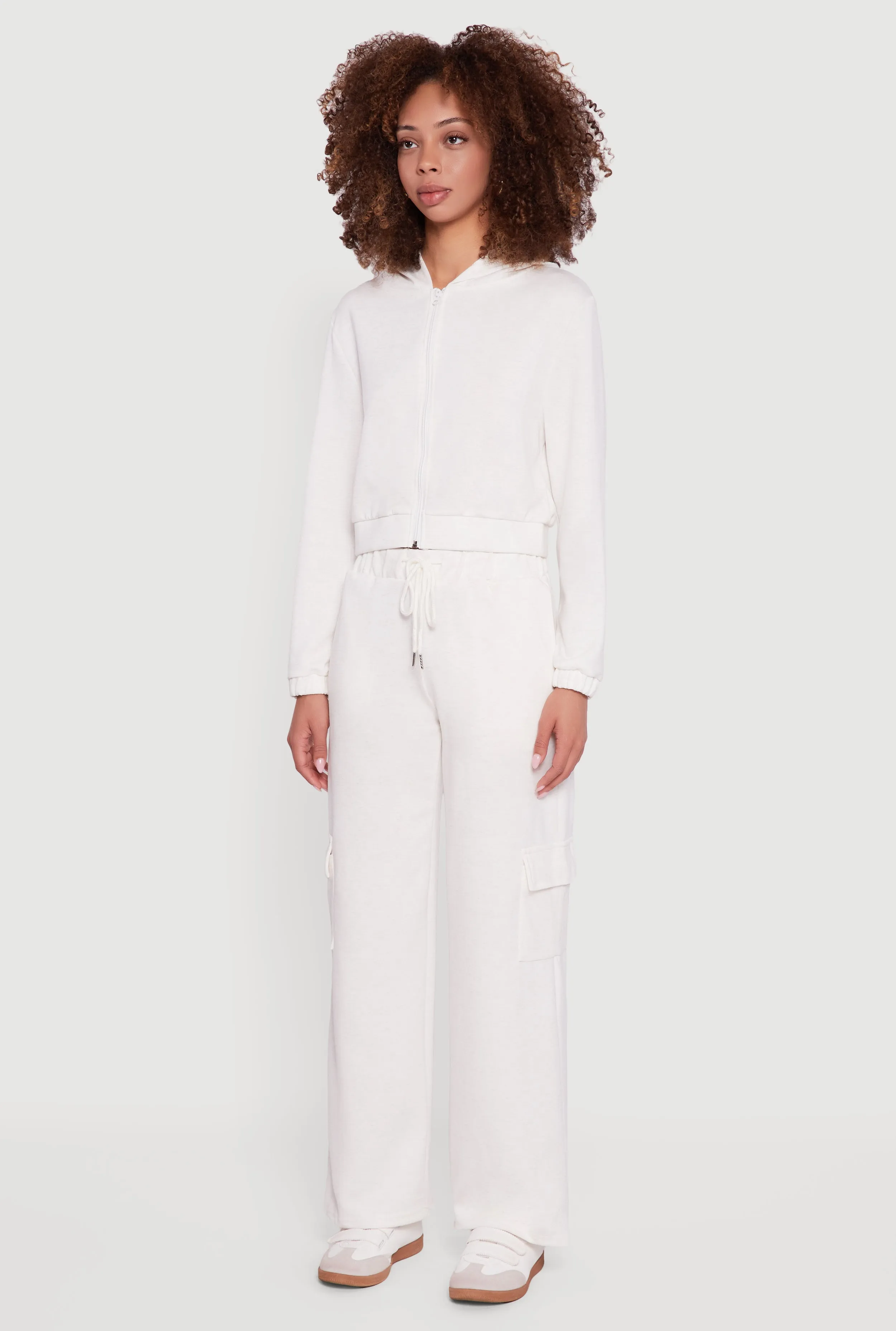 Cropped Long Sleeve Zip Front Hoodie sold by Rainbow product image thumbnail 5