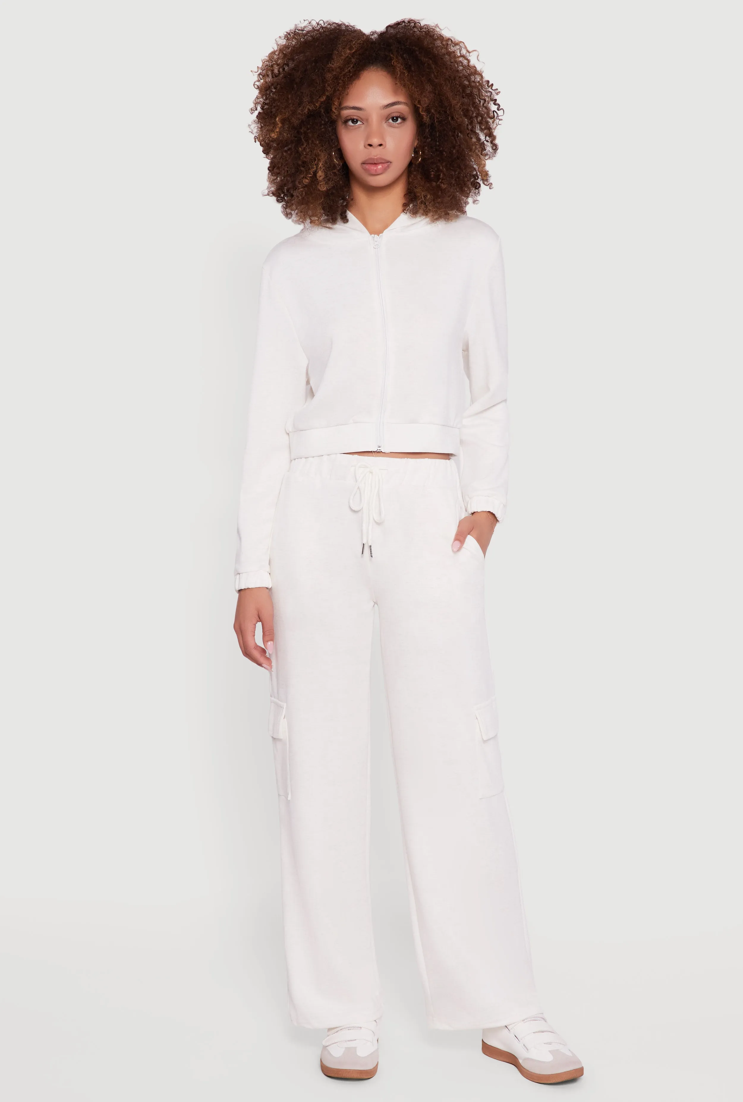 Cropped Long Sleeve Zip Front Hoodie sold by Rainbow product image thumbnail 2