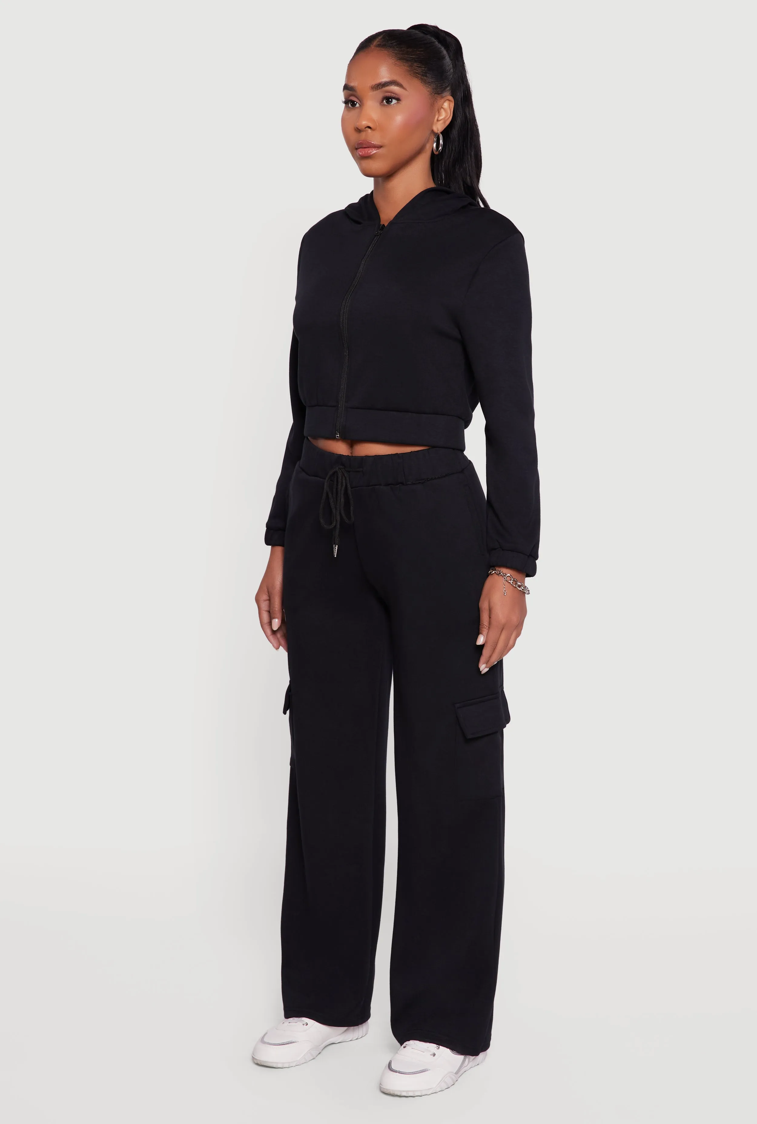 Cropped Long Sleeve Zip Front Hoodie sold by Rainbow product image thumbnail 5