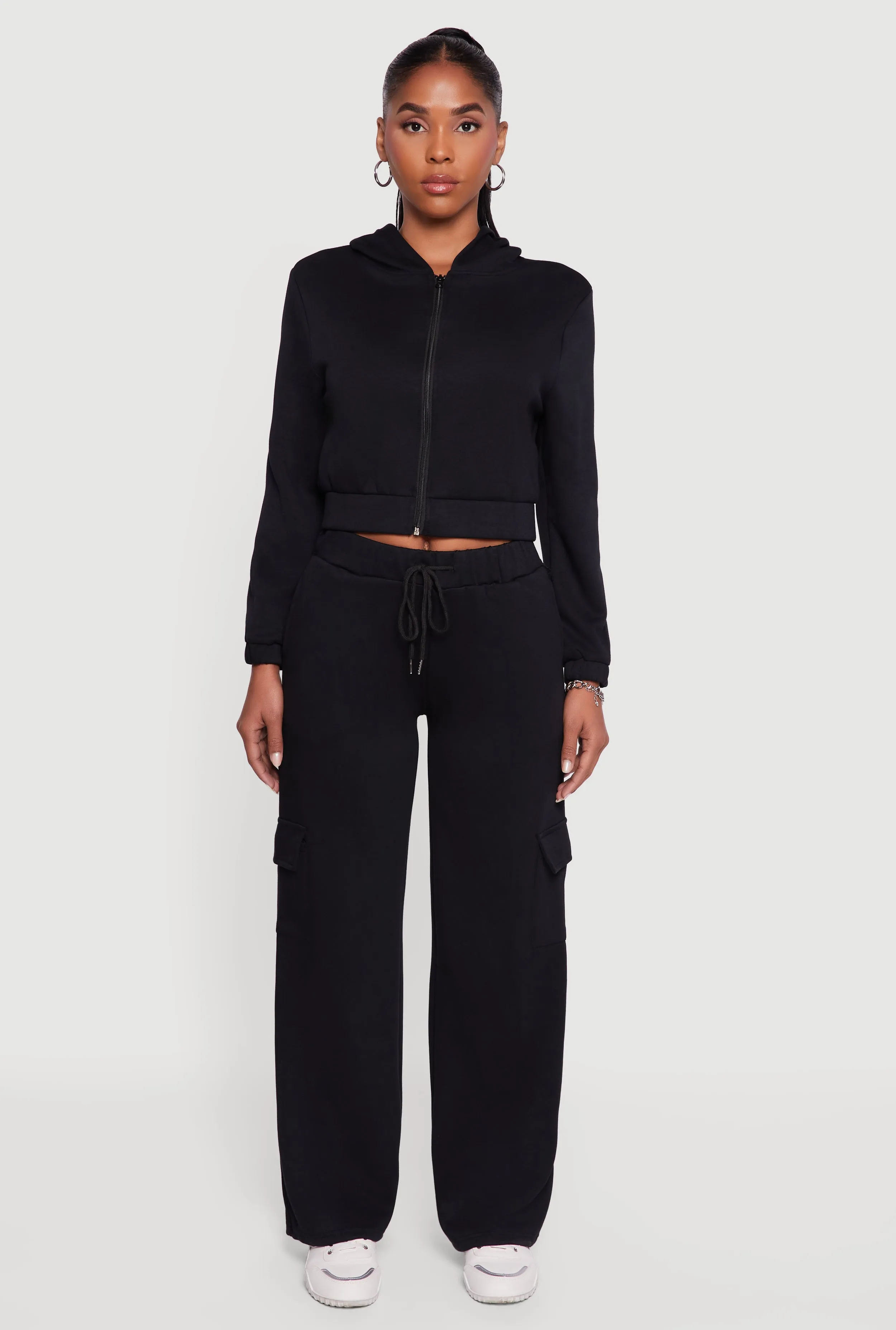 Cropped Long Sleeve Zip Front Hoodie sold by Rainbow product image thumbnail 3