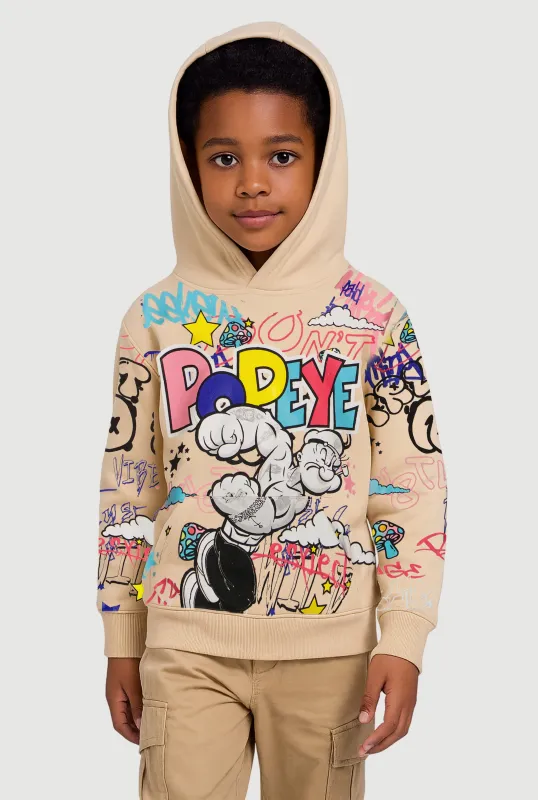 Little Boys Popeye Graffiti Graphic Pullover Hoodie sold by Rainbow