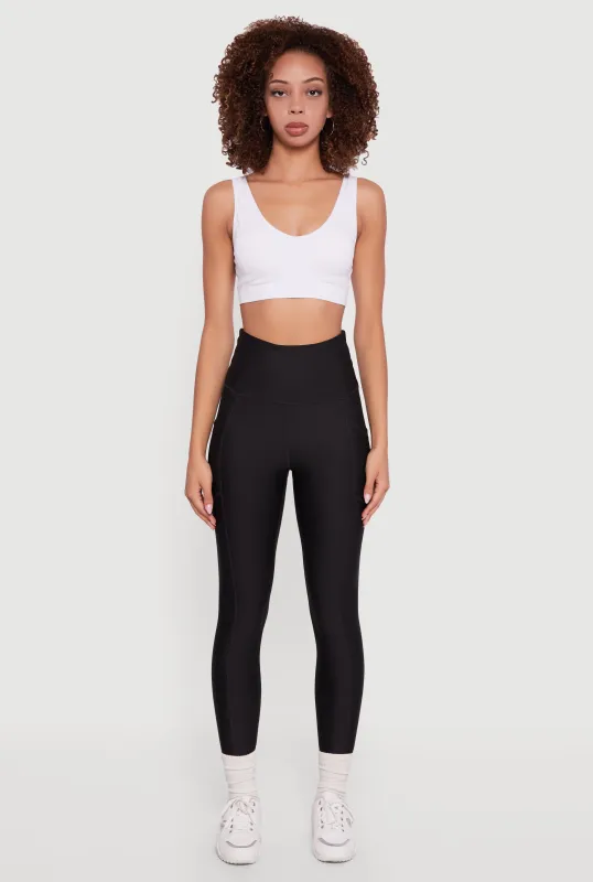 Solid High Waisted Leggings with Cell Phone Pocket sold by Rainbow