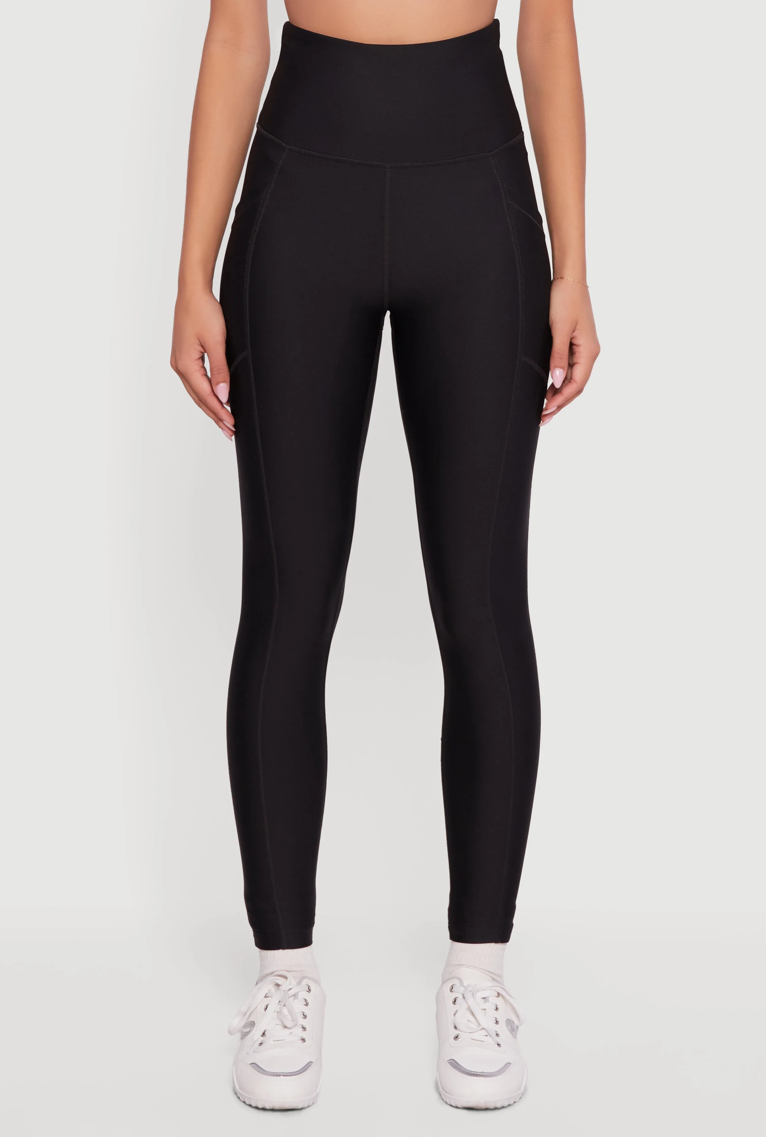 Solid High Waisted Leggings with Cell Phone Pocket sold by Rainbow product image thumbnail 5