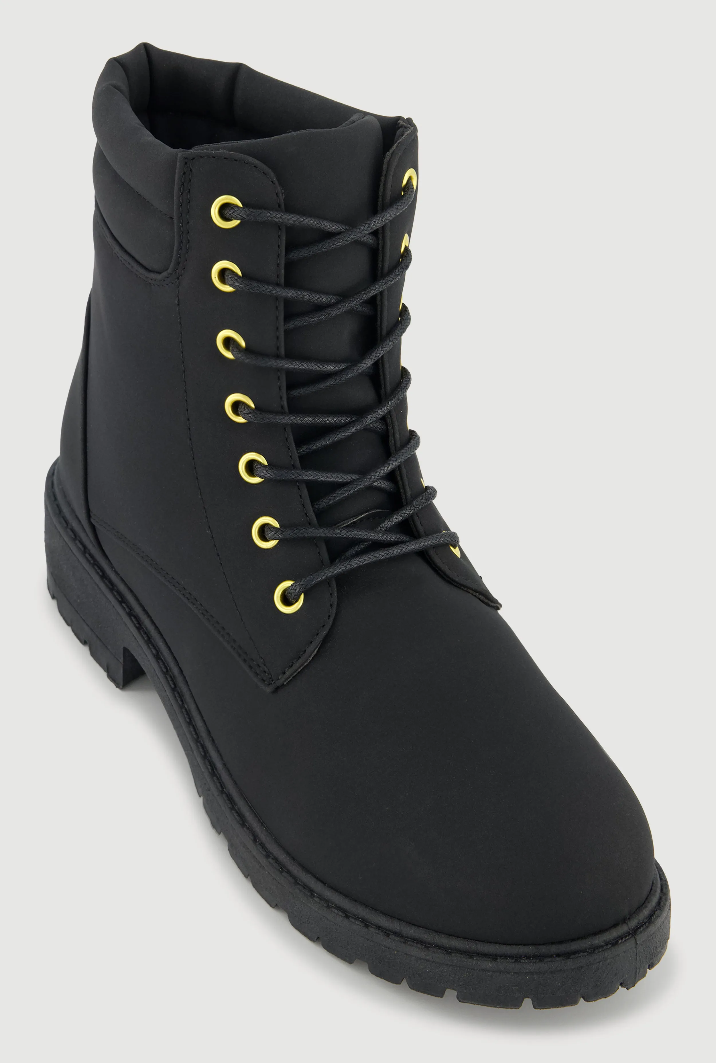 Lace Up Block Heel Combat Boots sold by Rainbow