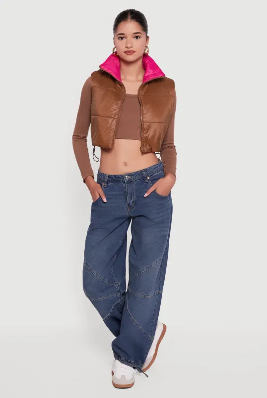 Color Blocked Drawstring Hem Puffer Vest sold by Rainbow