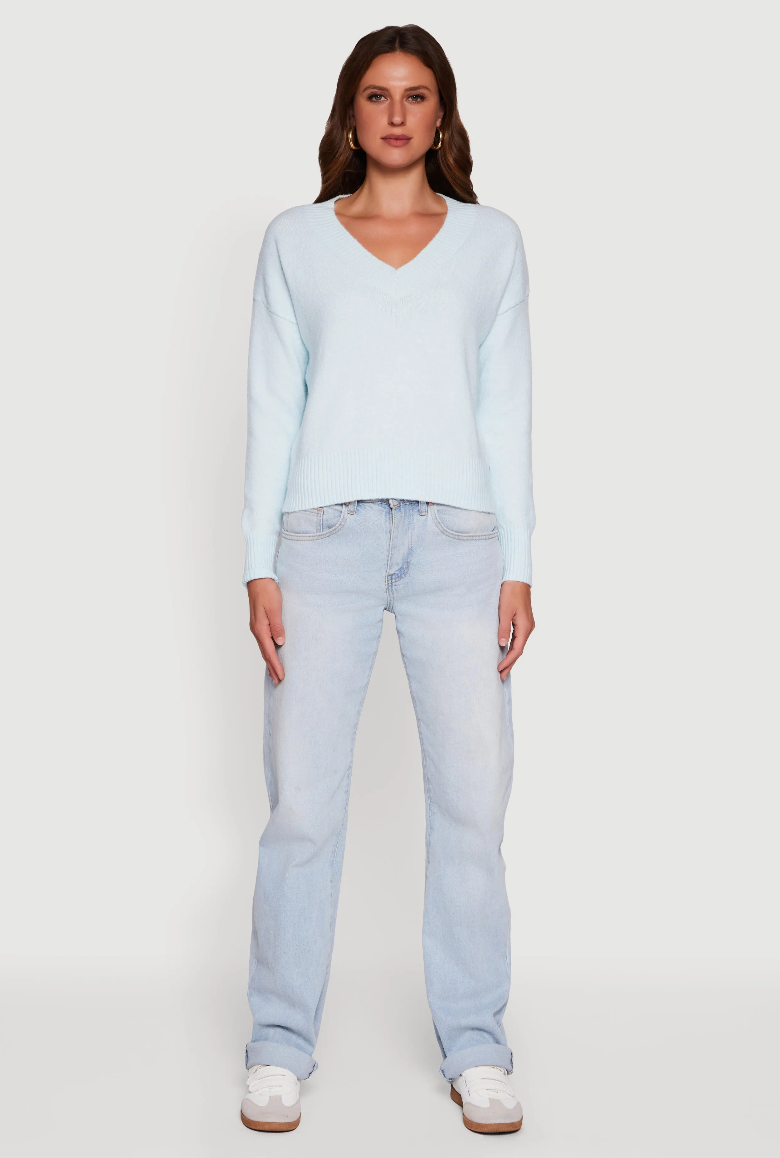 Brushed Knit Long Sleeve V-Neck Sweater sold by Rainbow product image thumbnail 3