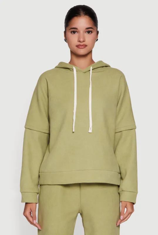 Layered Look Plush Lined Hooded Sweatshirt sold by Rainbow