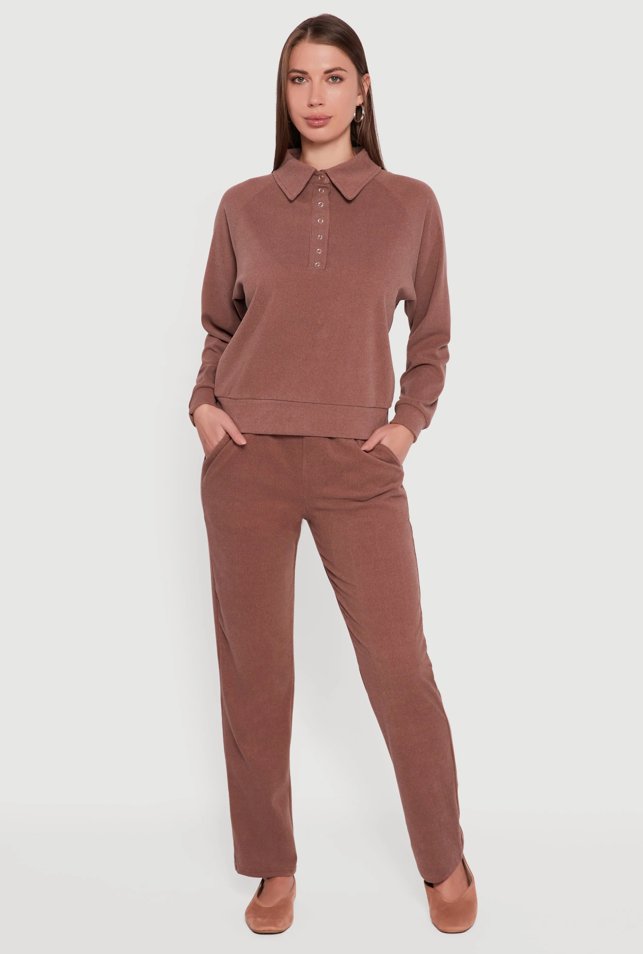 Brushed Rib Knit Drawstring Waist Straight Leg Sweatpants sold by Rainbow product image thumbnail 2