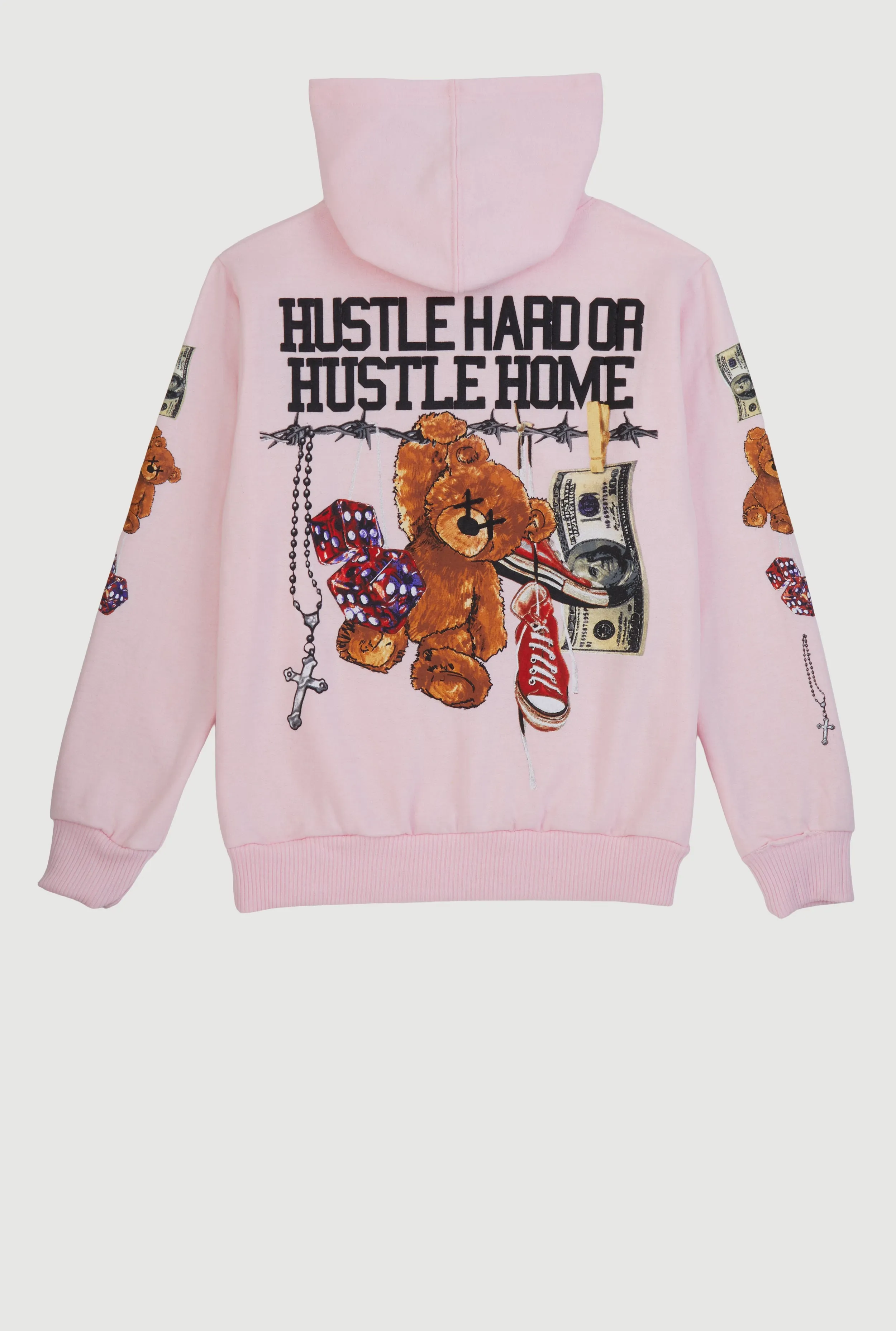 Boys Hustle Hard Teddy Graphic Pullover Hoodie sold by Rainbow product image thumbnail 3