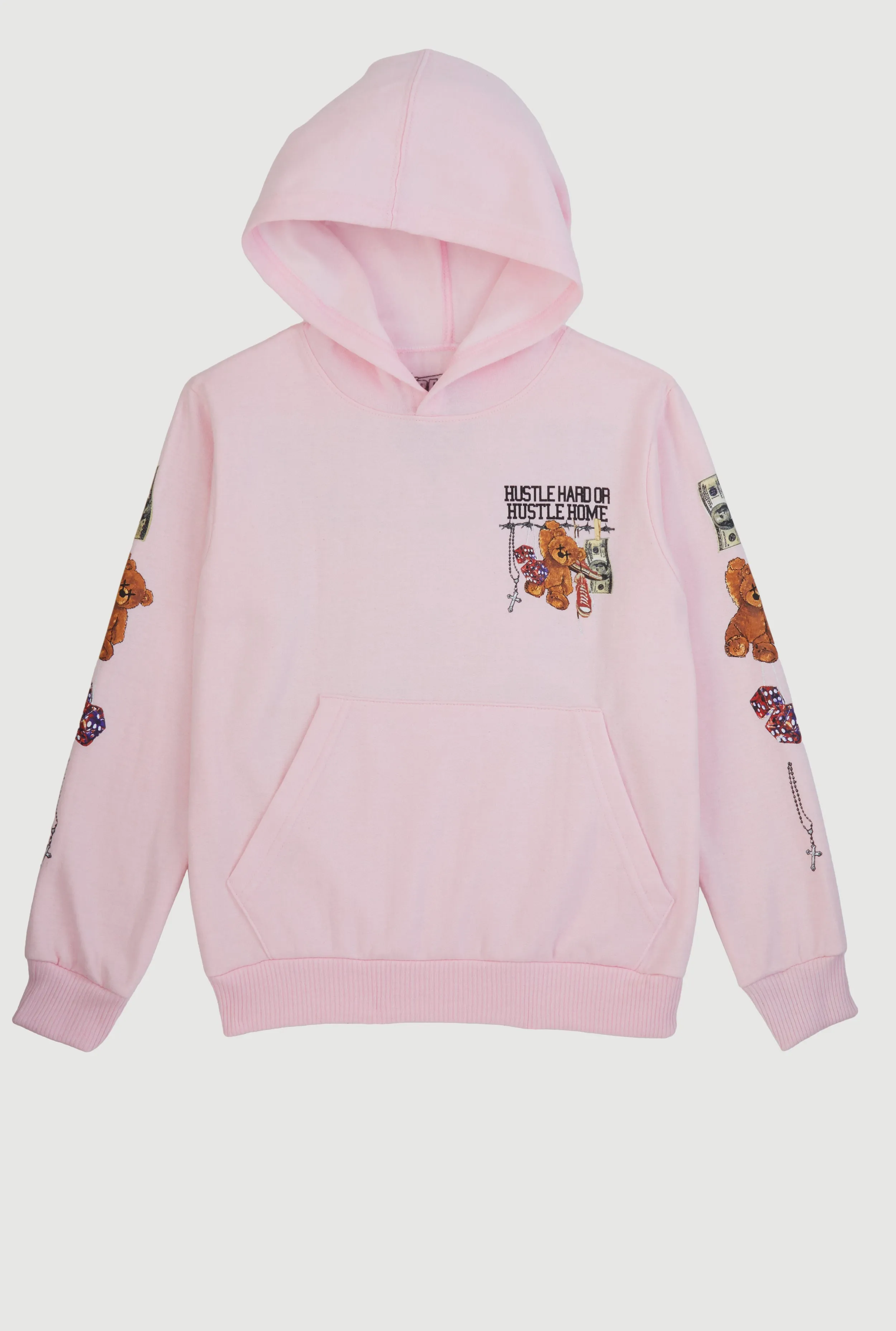 Boys Hustle Hard Teddy Graphic Pullover Hoodie sold by Rainbow product image thumbnail 2