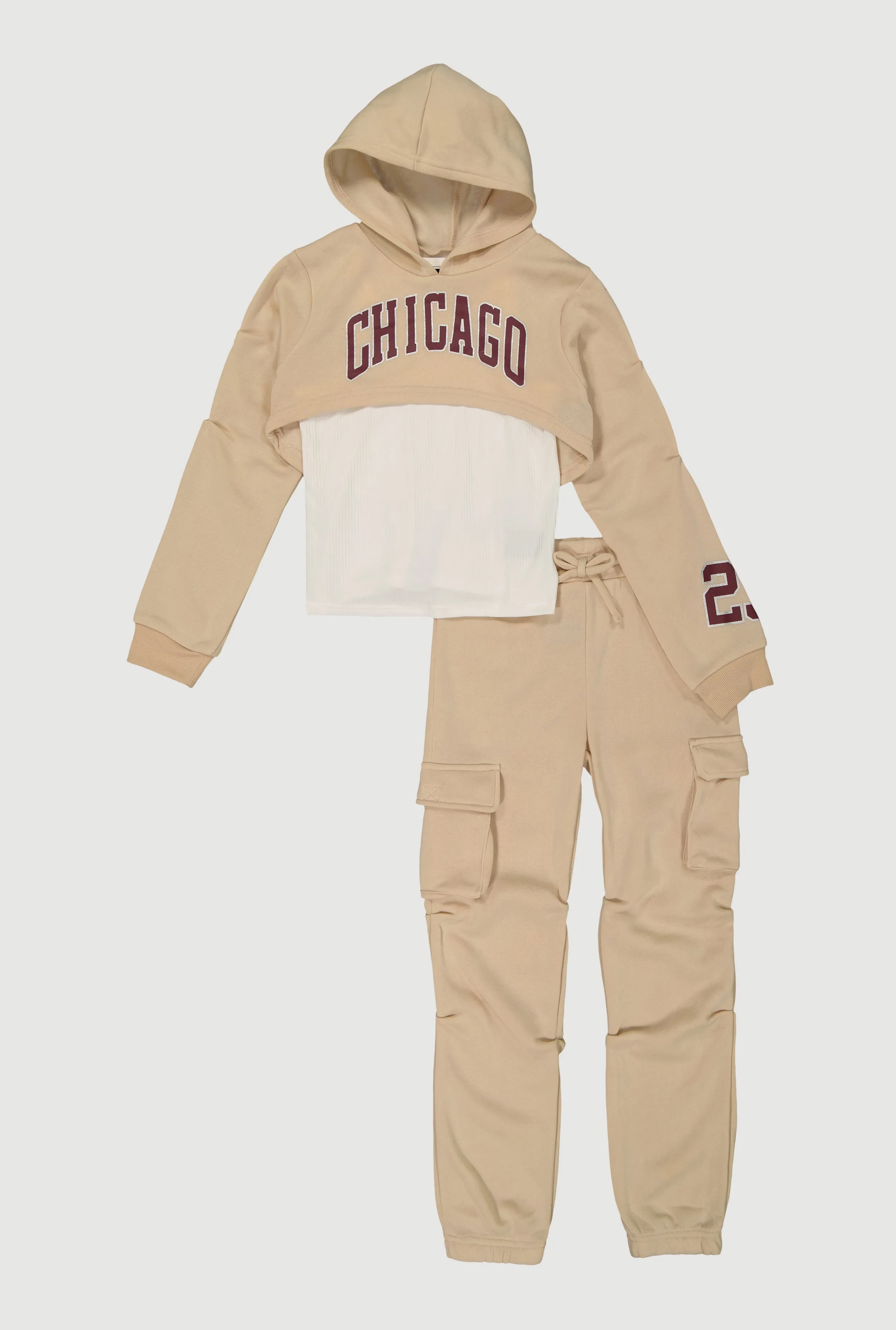 Girls Chicago Graphic Pleated Sweatshirt and Sweatpants with Tank Top sold by Rainbow product image thumbnail 2