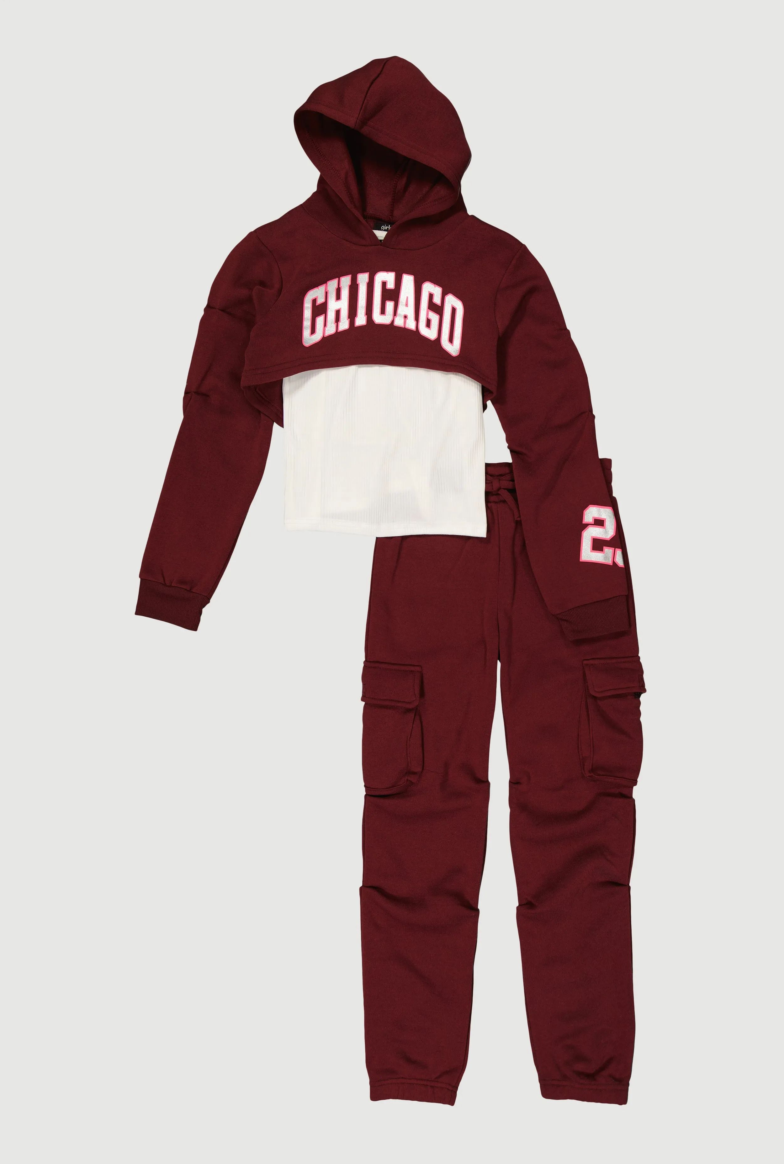 Girls Chicago Graphic Pleated Sweatshirt and Sweatpants with Tank Top sold by Rainbow product image thumbnail 2