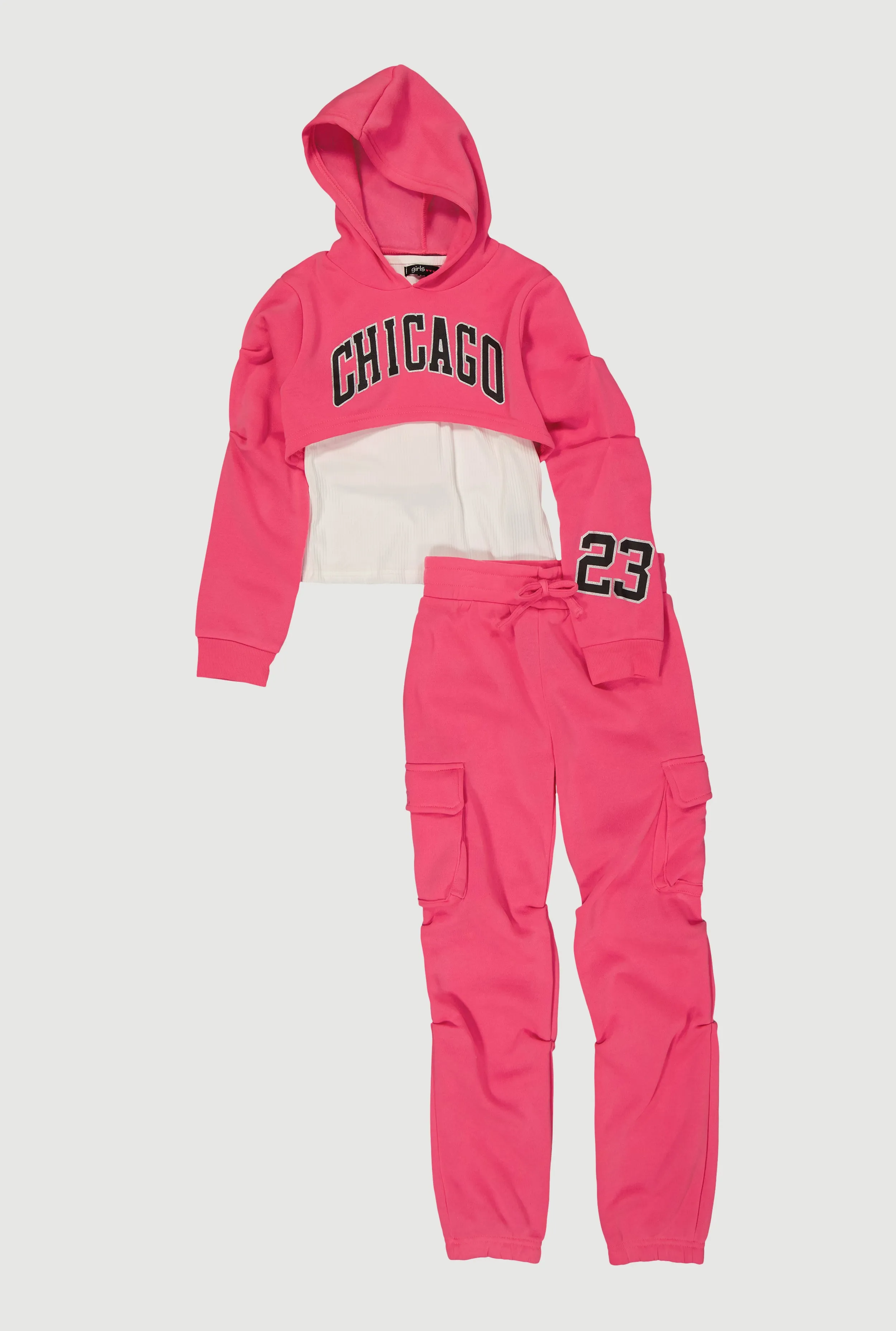 Girls Chicago Graphic Pleated Sweatshirt and Sweatpants with Tank Top sold by Rainbow product image thumbnail 2