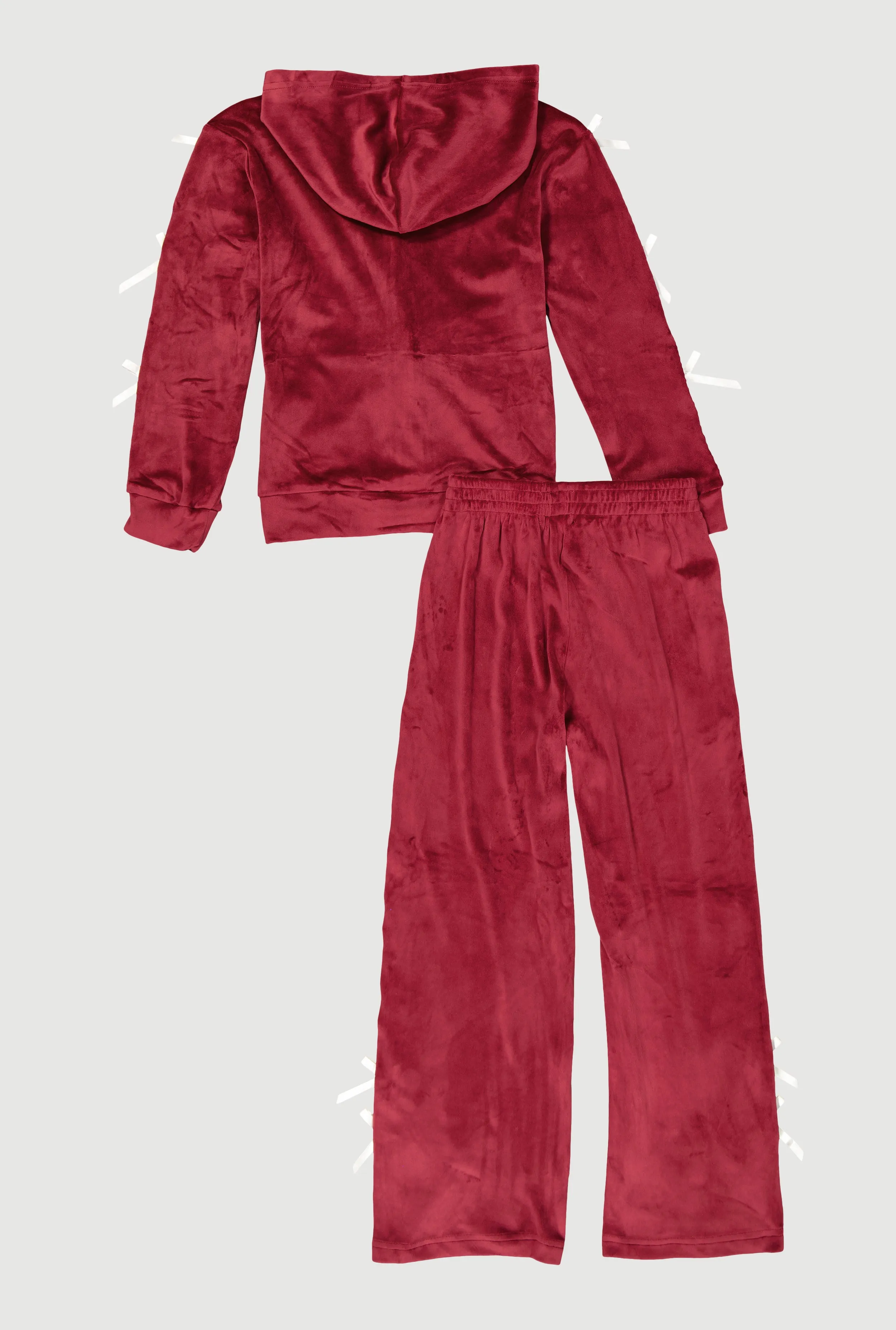 Girls Bow Detail Varsity Striped Velour Hoodie and Track Pants sold by Rainbow product image thumbnail 3