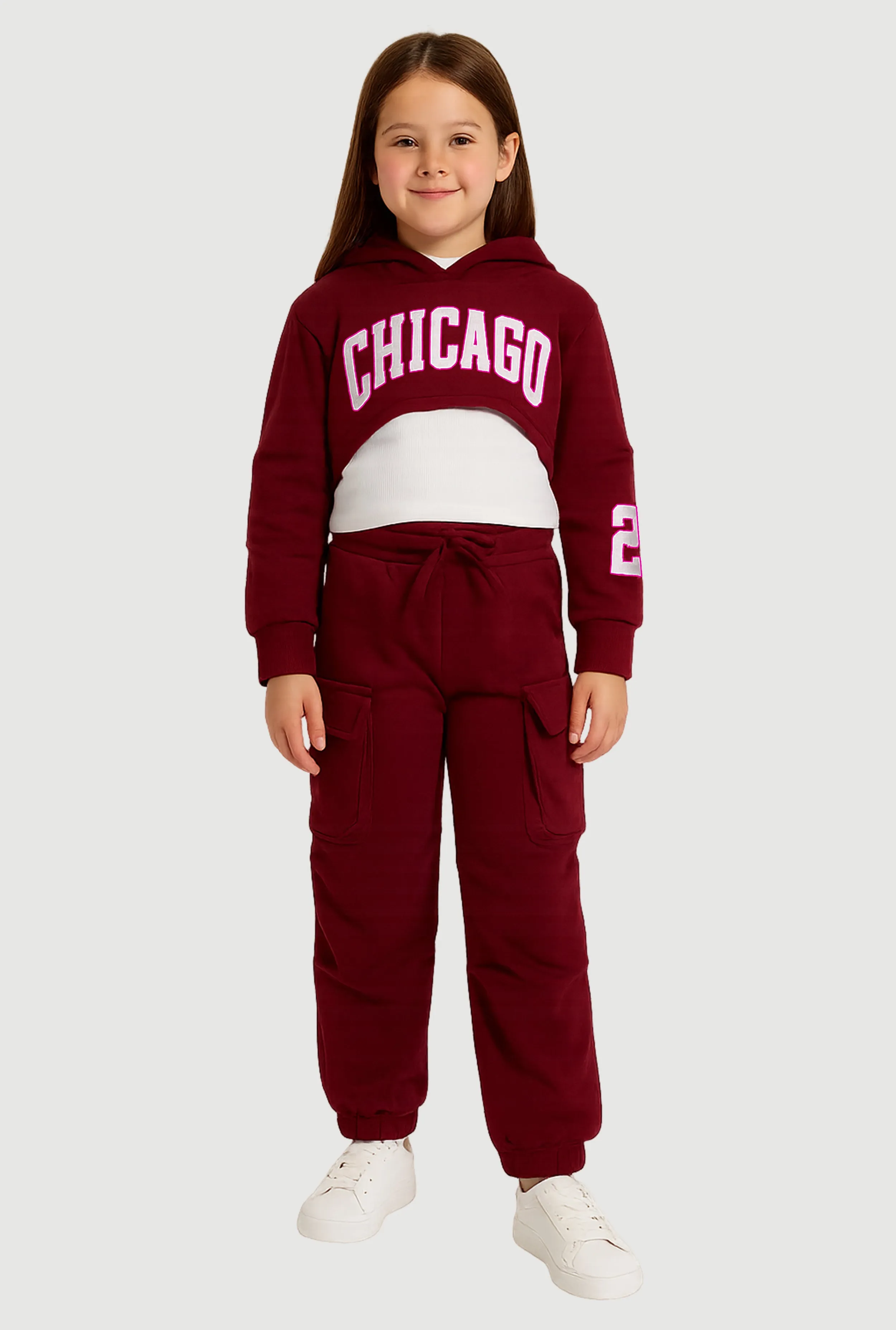 Little Girls Chicago Graphic Sweatshirt and Sweatpants with Tank Top sold by Rainbow product image thumbnail 3