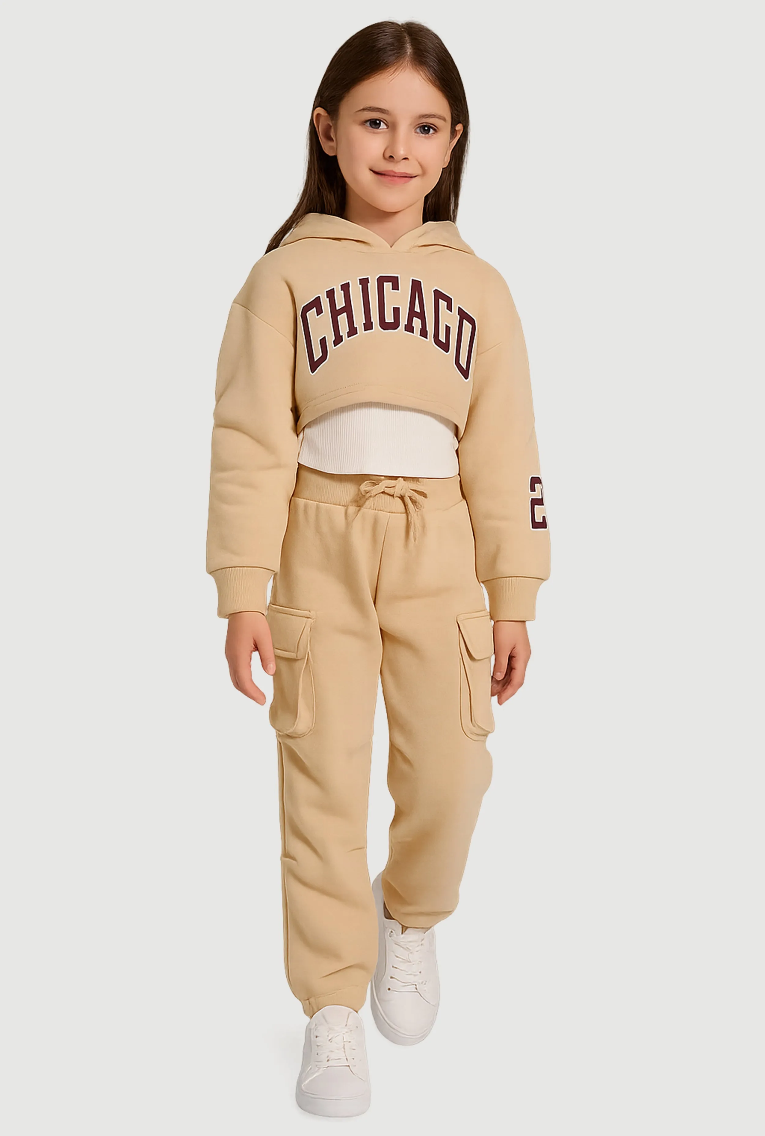 Little Girls Chicago Graphic Sweatshirt and Sweatpants with Tank Top sold by Rainbow