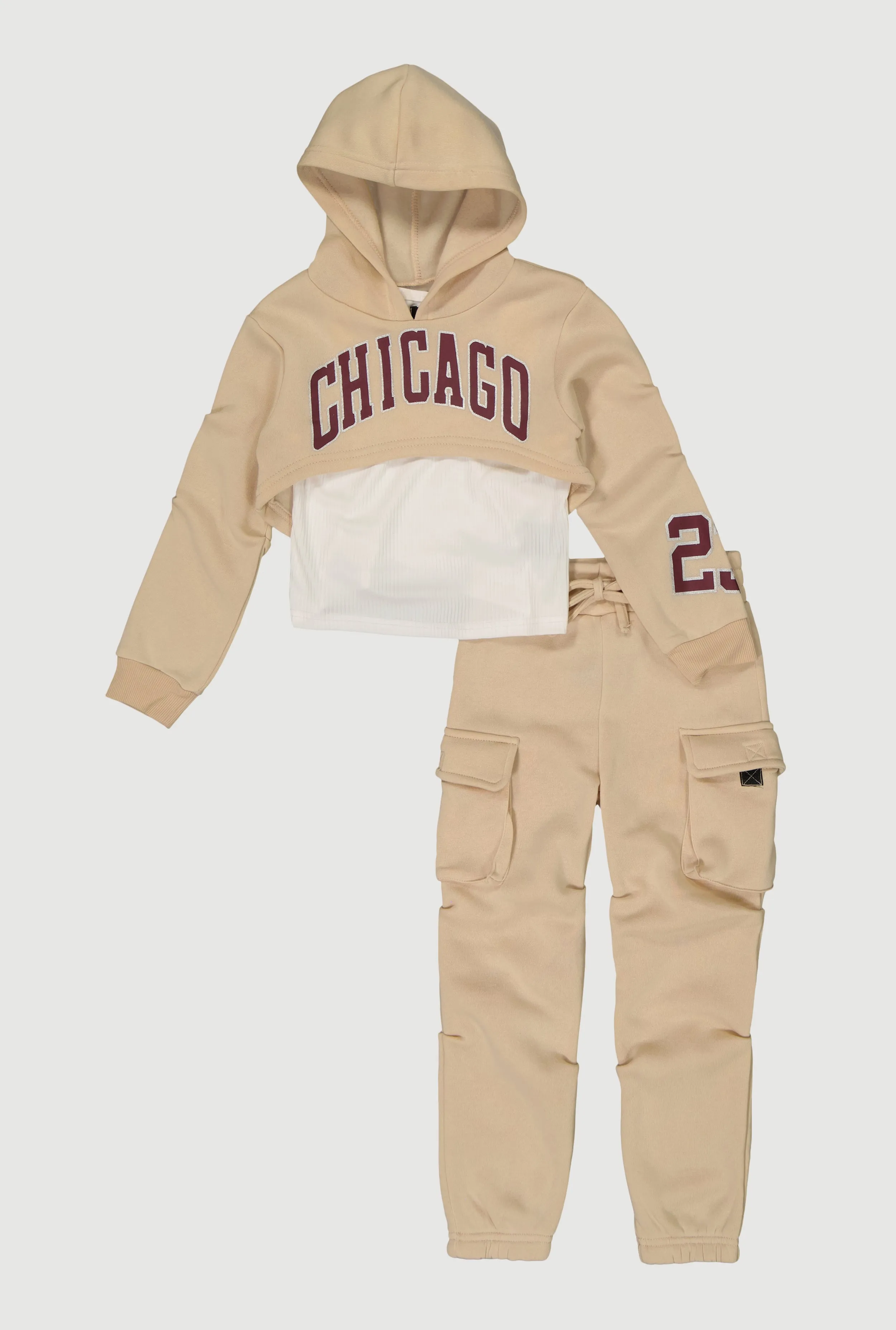 Little Girls Chicago Graphic Sweatshirt and Sweatpants with Tank Top sold by Rainbow product image thumbnail 2