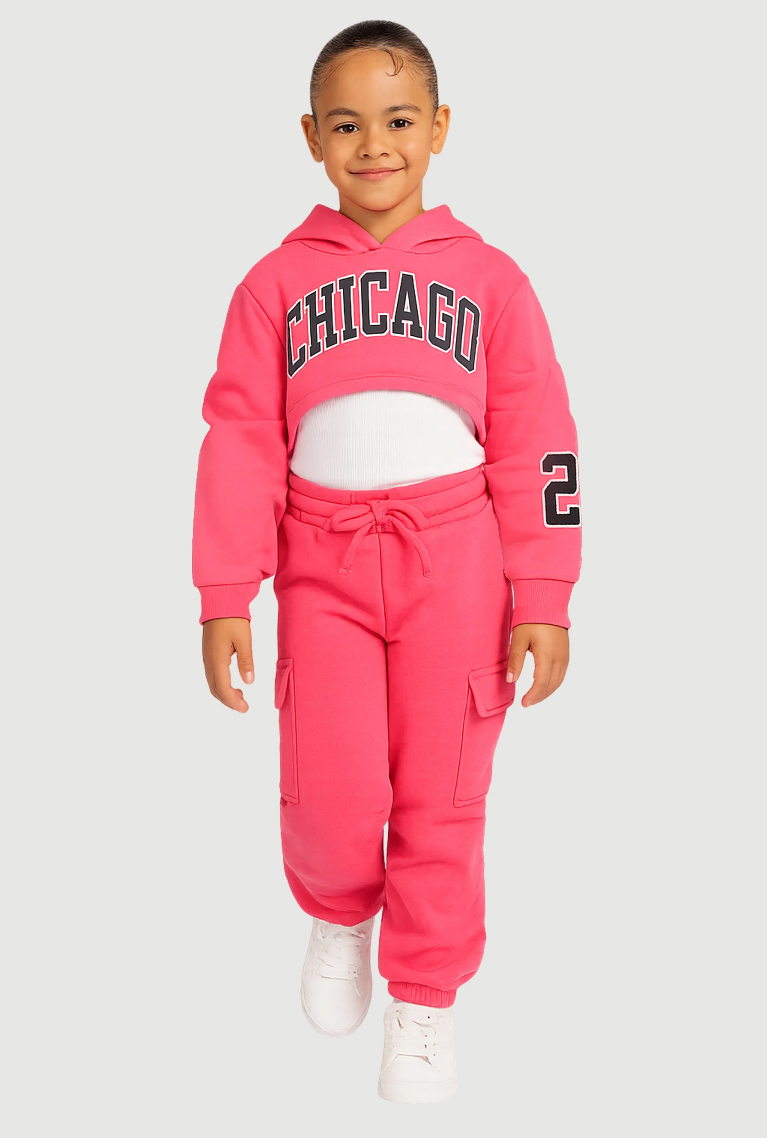 Little Girls Chicago Graphic Sweatshirt and Sweatpants with Tank Top sold by Rainbow