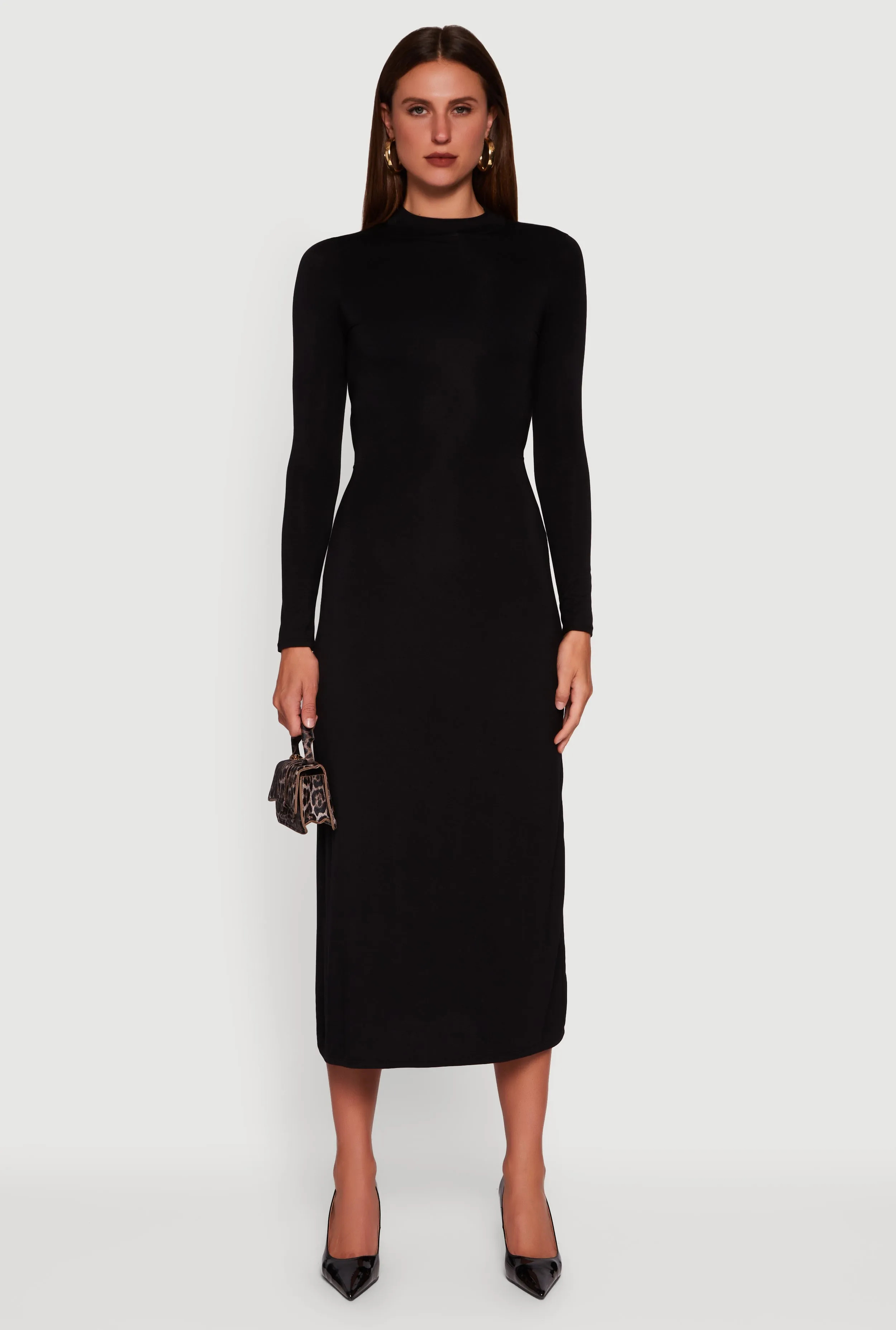 Mock Neck Keyhole Back Midi Dress sold by Rainbow product image thumbnail 2
