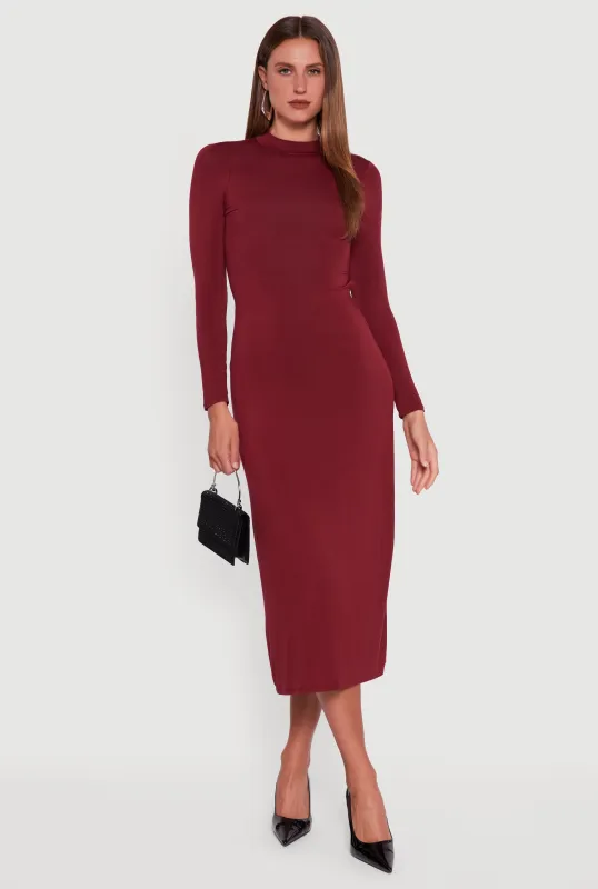 Mock Neck Keyhole Back Midi Dress sold by Rainbow
