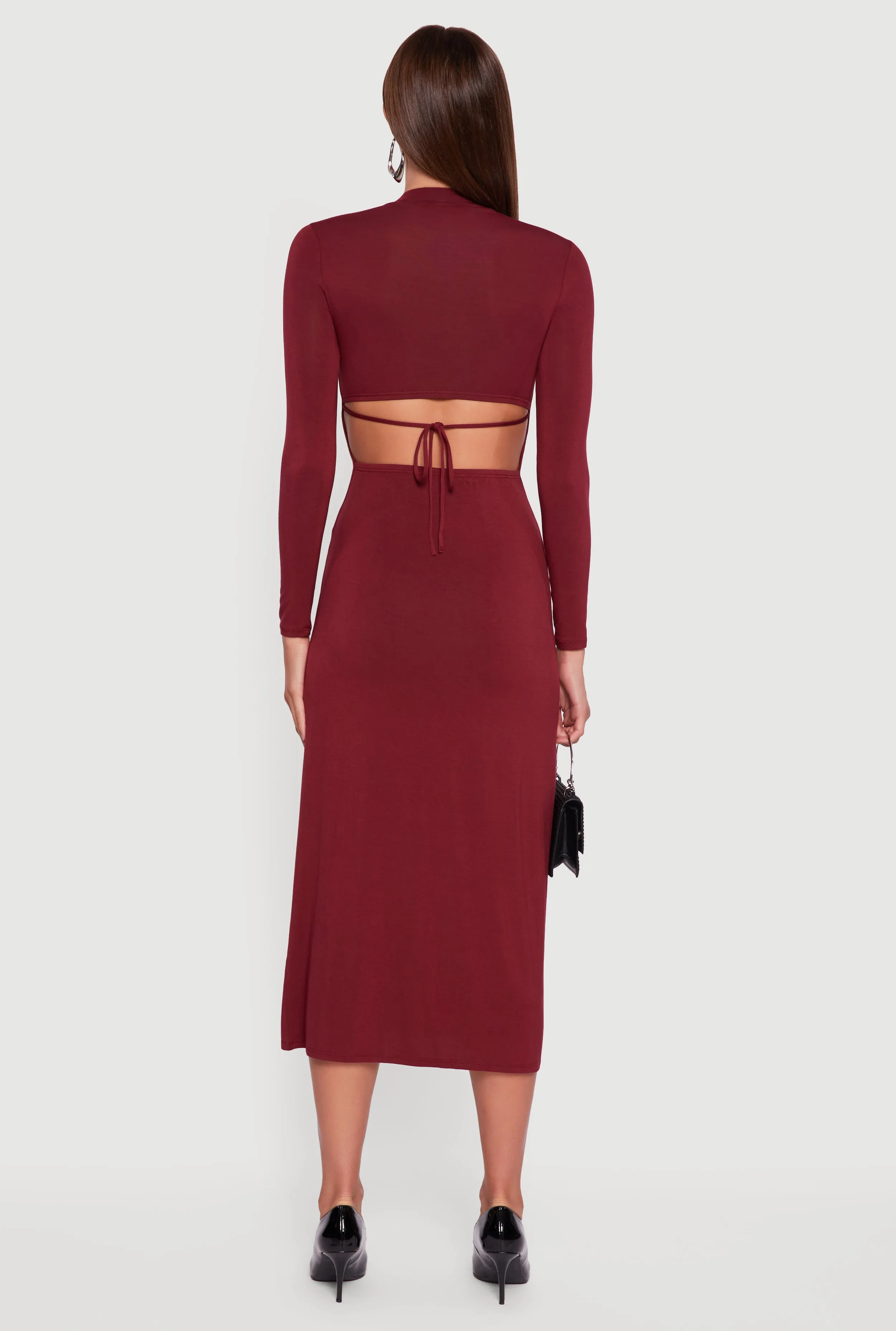 Mock Neck Keyhole Back Midi Dress sold by Rainbow product image thumbnail 5