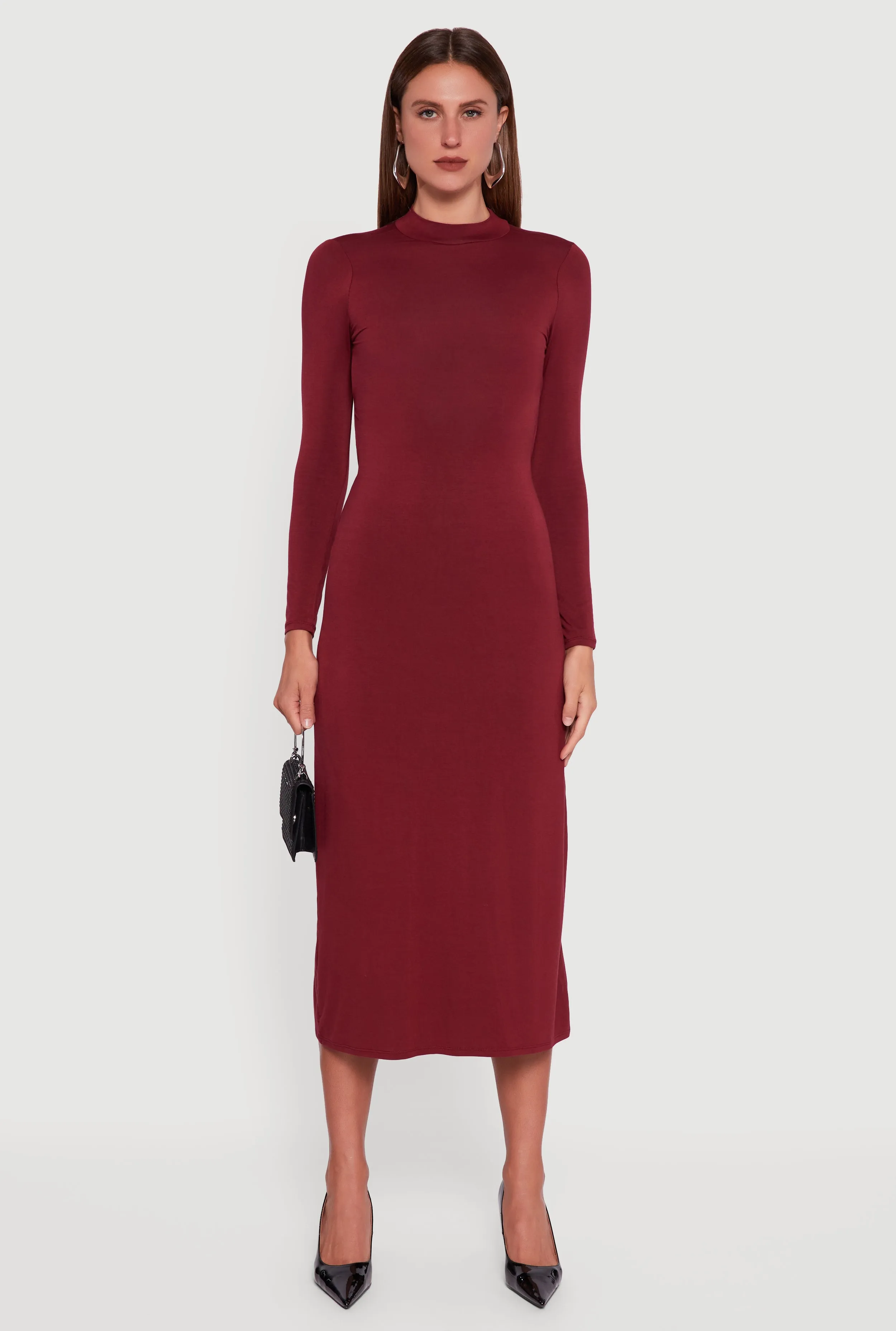 Mock Neck Keyhole Back Midi Dress sold by Rainbow product image thumbnail 2
