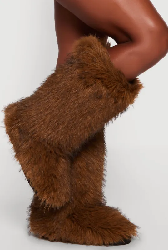 Round Toe Mid Calf Faux Fur Boots sold by Rainbow