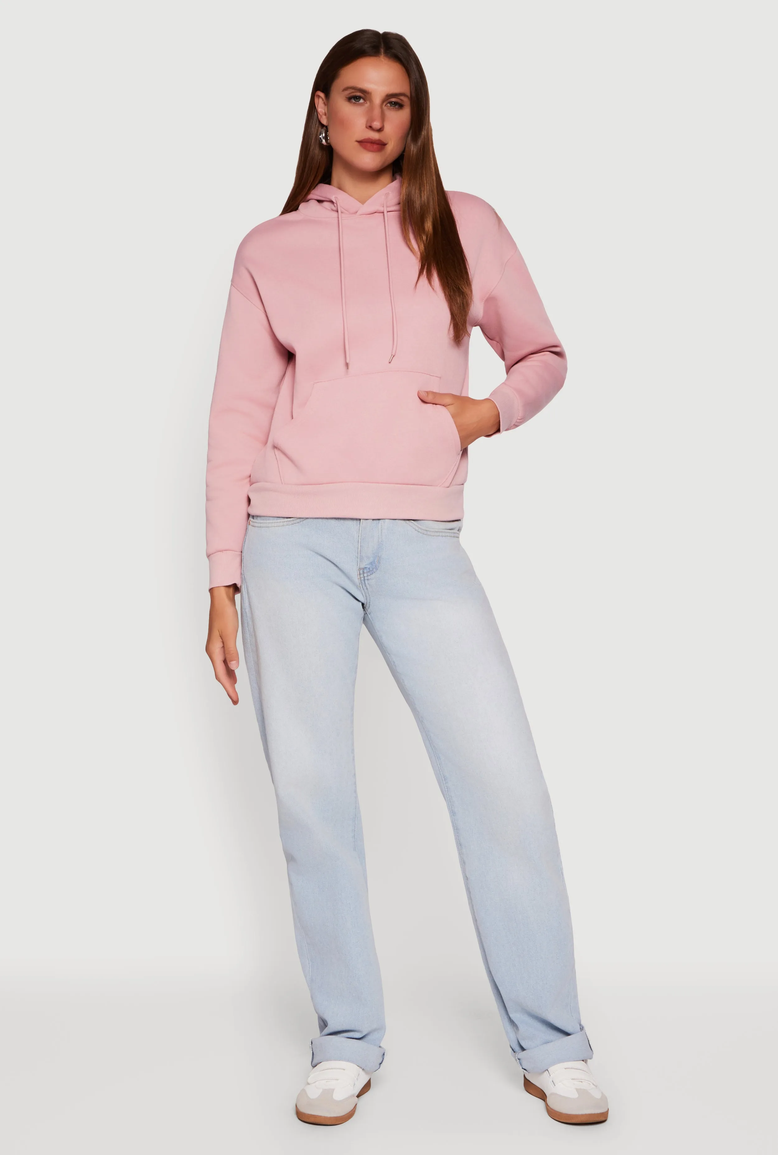 Boxy Kangaroo Pocket Long Sleeve Pullover Hoodie sold by Rainbow product image thumbnail 3