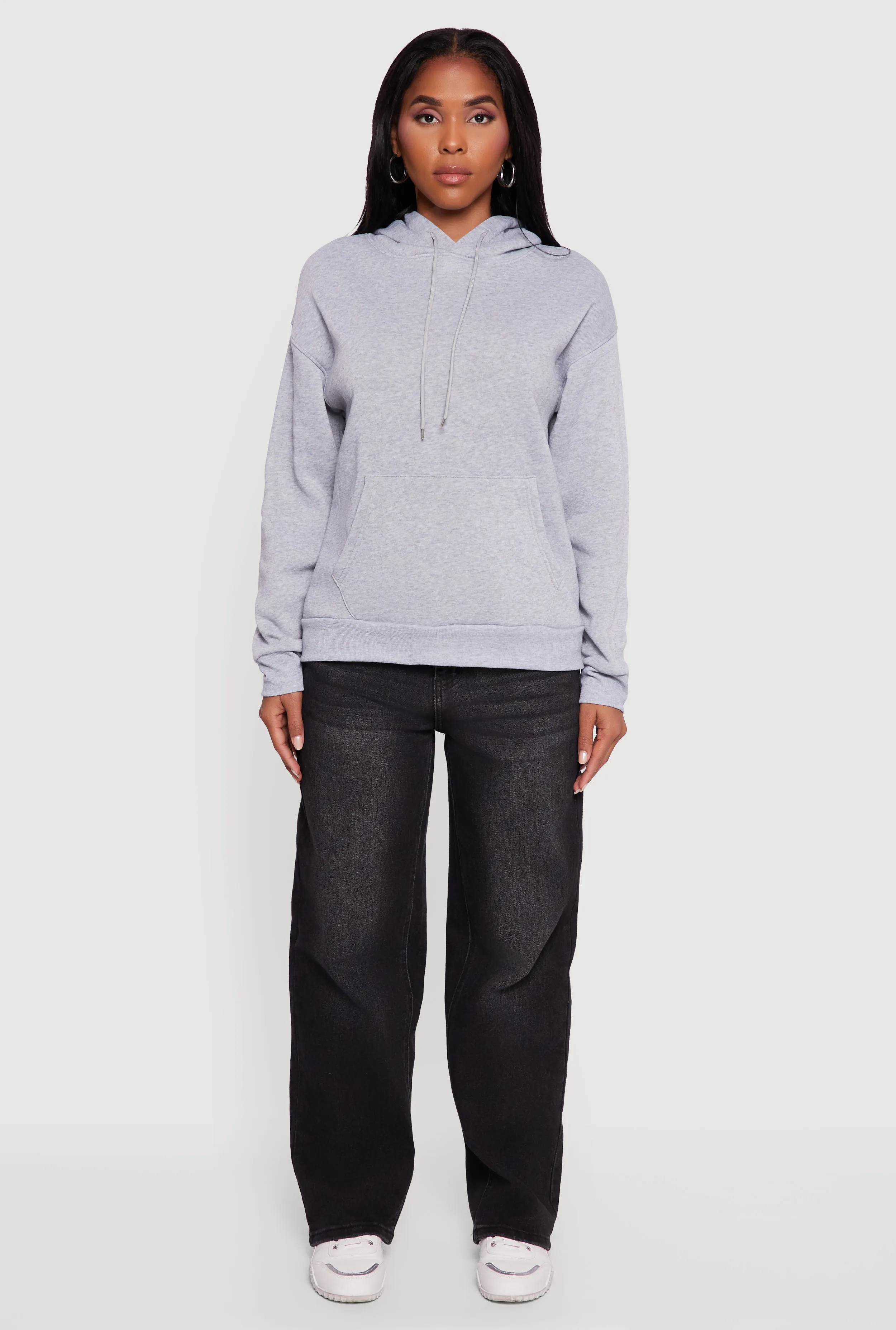 Boxy Kangaroo Pocket Long Sleeve Pullover Hoodie sold by Rainbow product image thumbnail 4