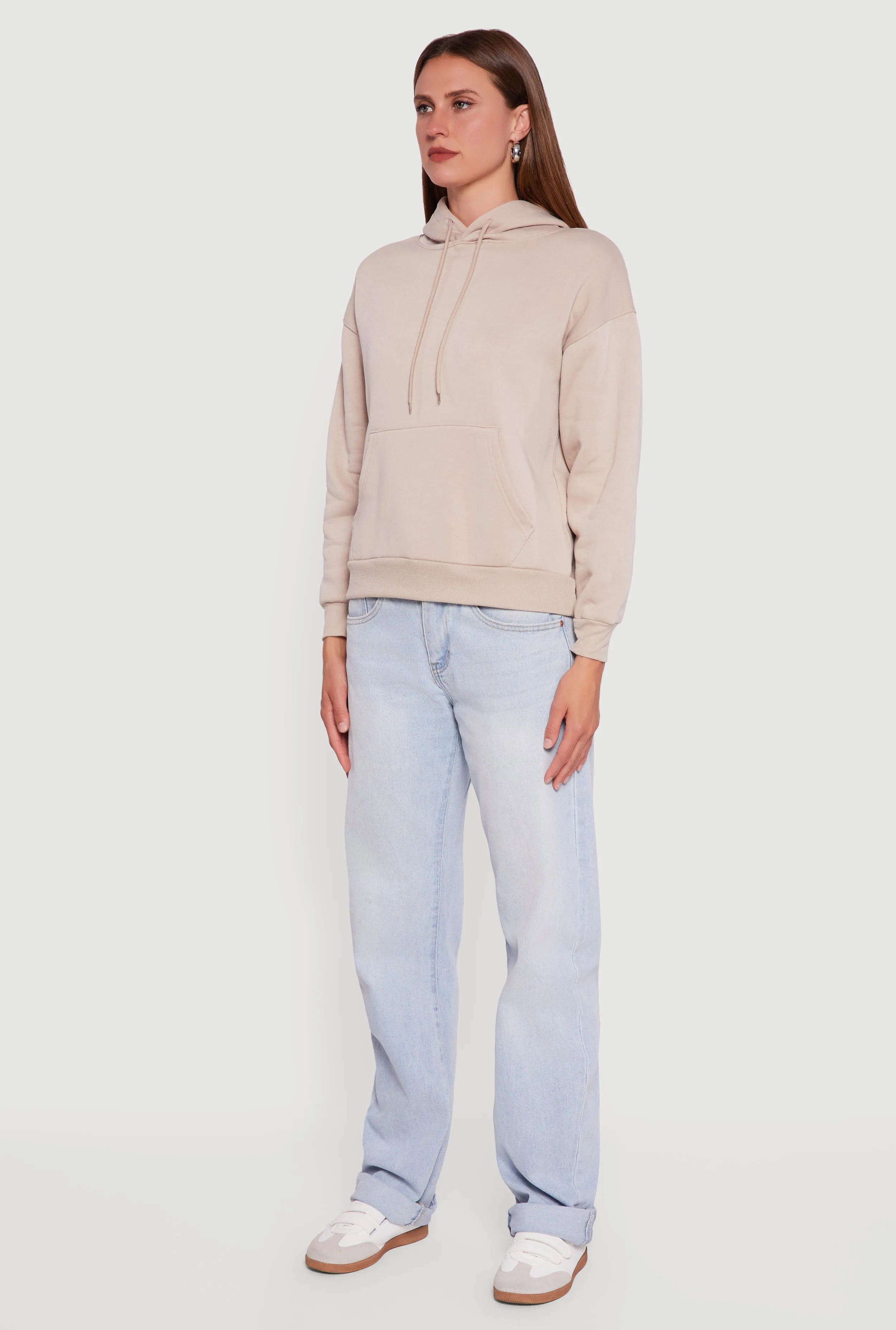 Boxy Kangaroo Pocket Long Sleeve Pullover Hoodie sold by Rainbow product image thumbnail 5