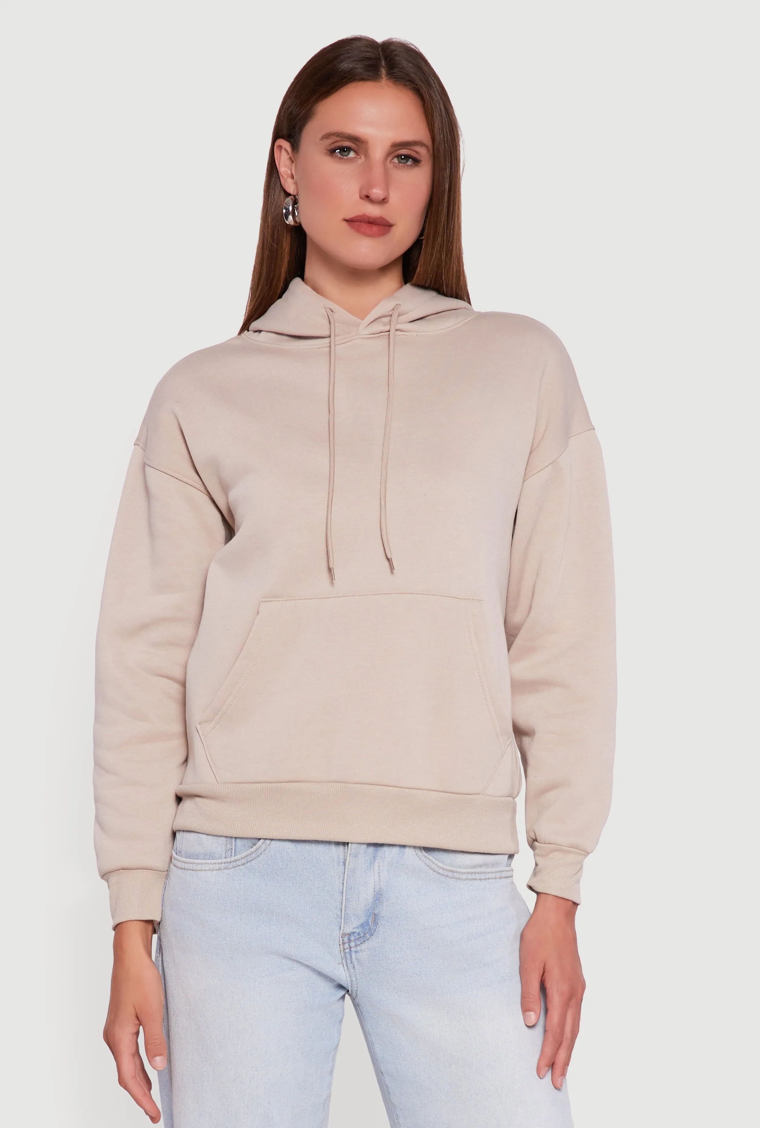 Boxy Kangaroo Pocket Long Sleeve Pullover Hoodie sold by Rainbow product image thumbnail 2