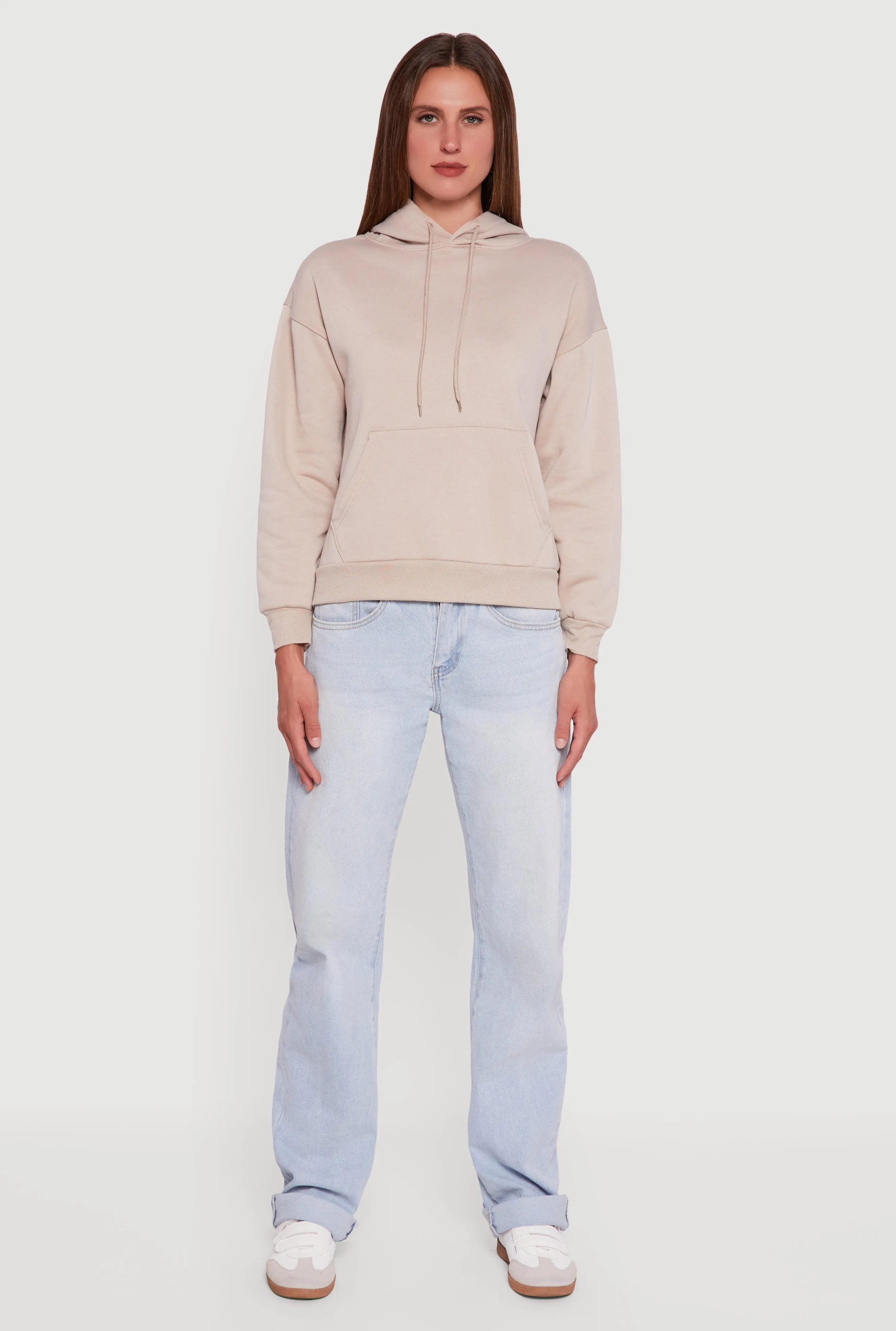 Boxy Kangaroo Pocket Long Sleeve Pullover Hoodie sold by Rainbow product image thumbnail 3