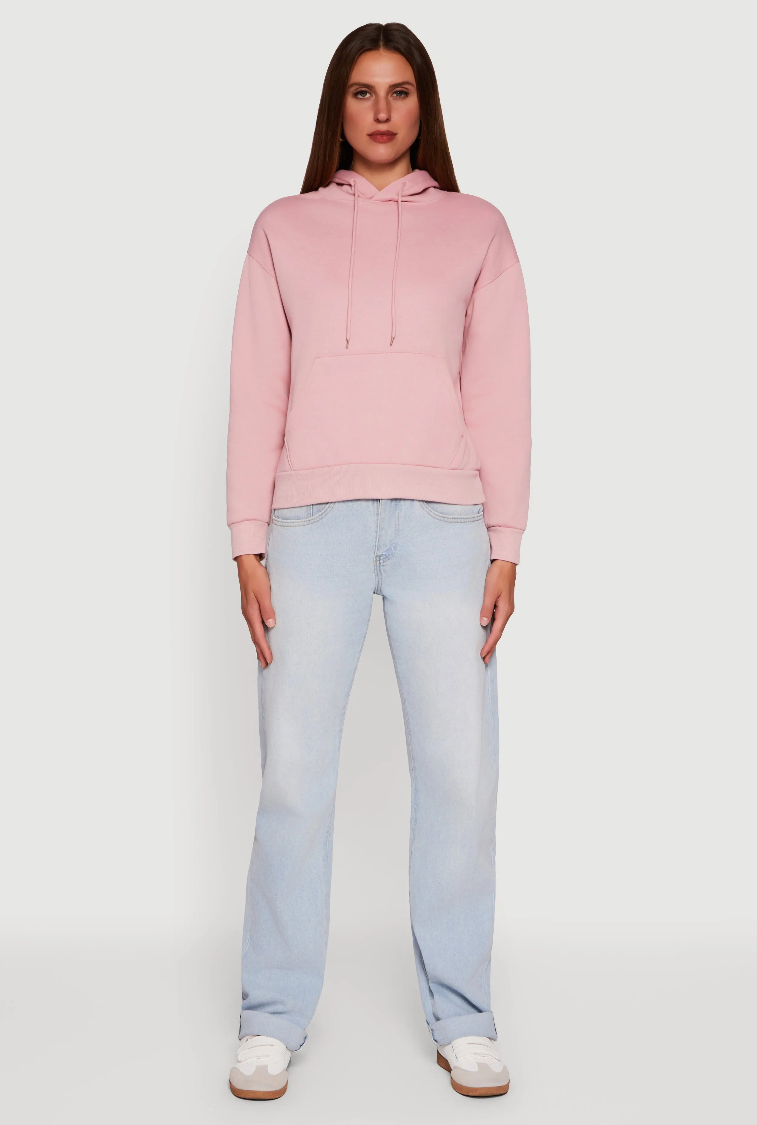 Boxy Kangaroo Pocket Long Sleeve Pullover Hoodie sold by Rainbow product image thumbnail 3