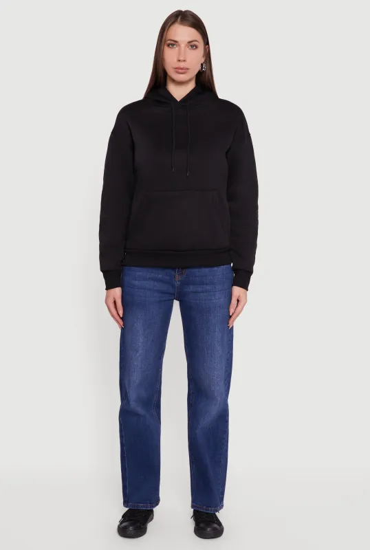 Boxy Kangaroo Pocket Long Sleeve Pullover Hoodie sold by Rainbow