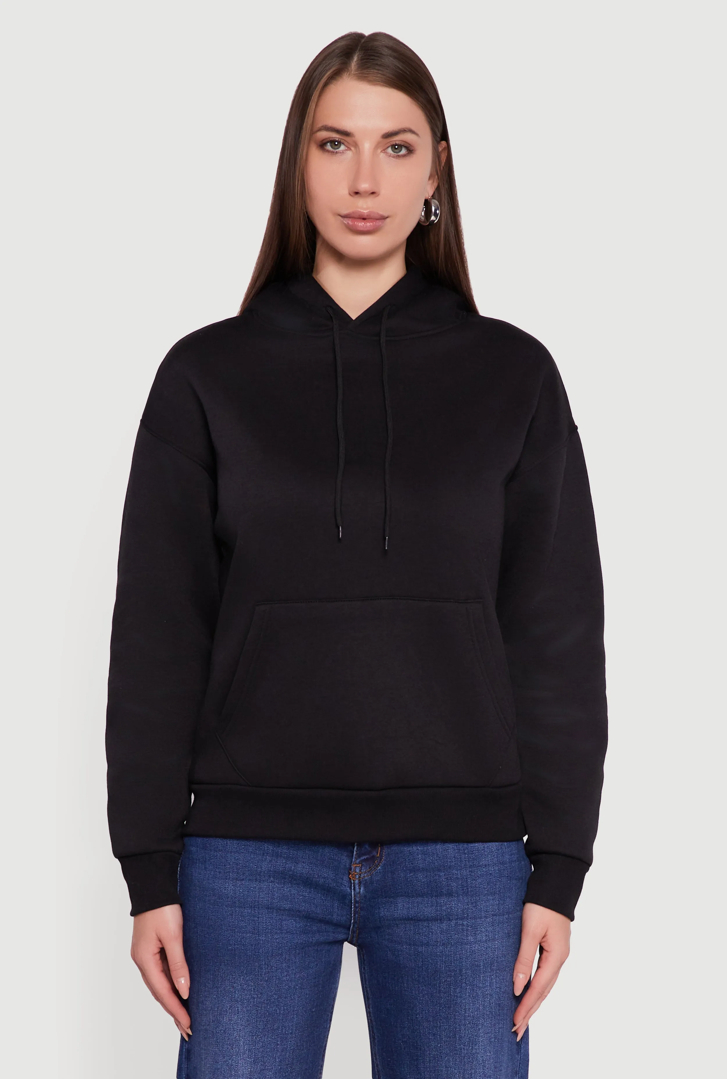 Boxy Kangaroo Pocket Long Sleeve Pullover Hoodie sold by Rainbow product image thumbnail 2