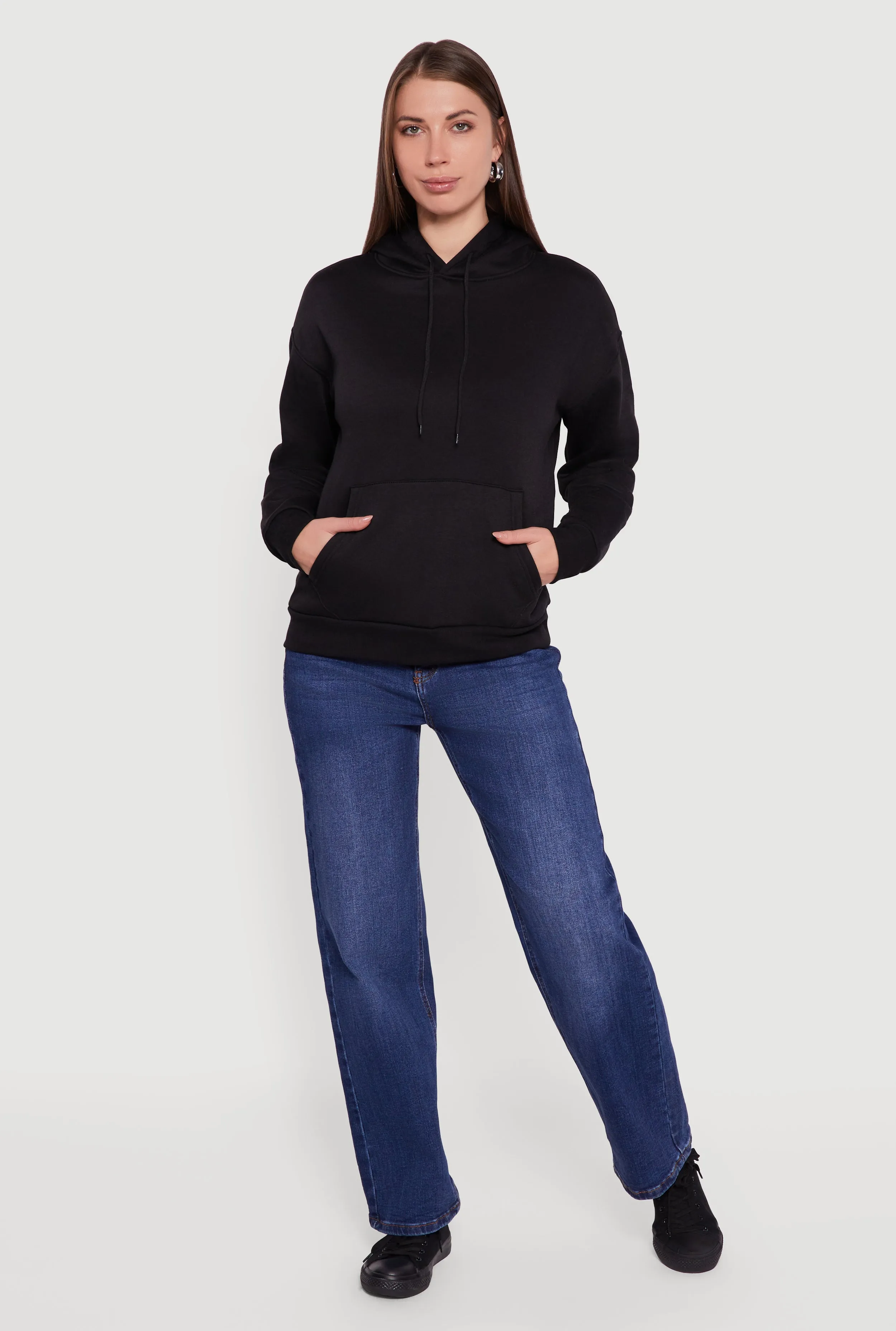 Boxy Kangaroo Pocket Long Sleeve Pullover Hoodie sold by Rainbow product image thumbnail 3