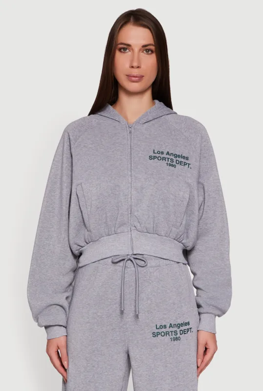 Los Angeles Graphic Zip Front Hoodie sold by Rainbow