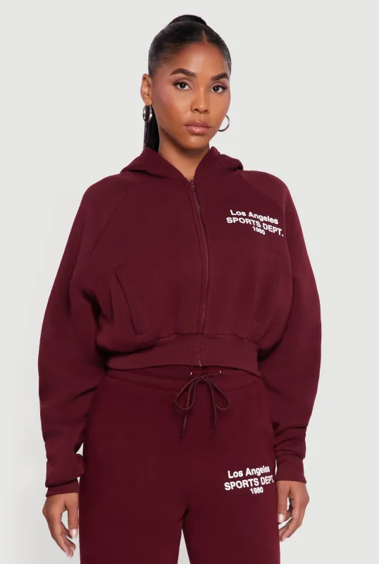 Los Angeles Graphic Zip Front Hoodie sold by Rainbow