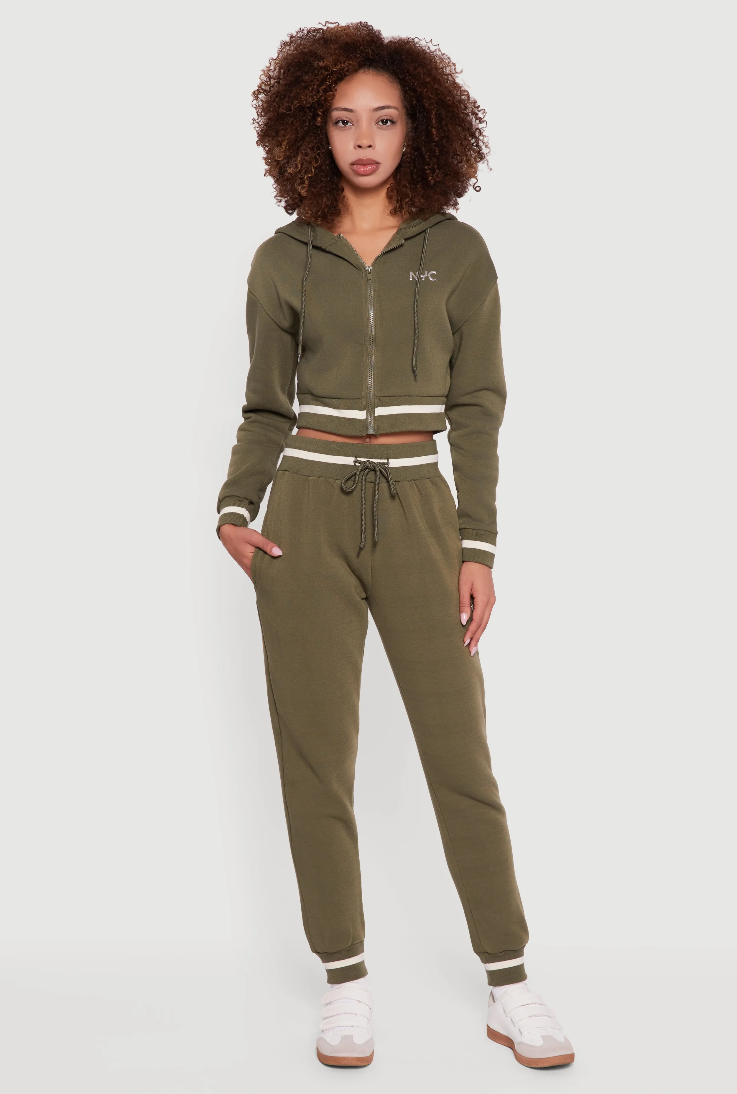 Contrast Trim High Waisted NYC Graphic Joggers sold by Rainbow