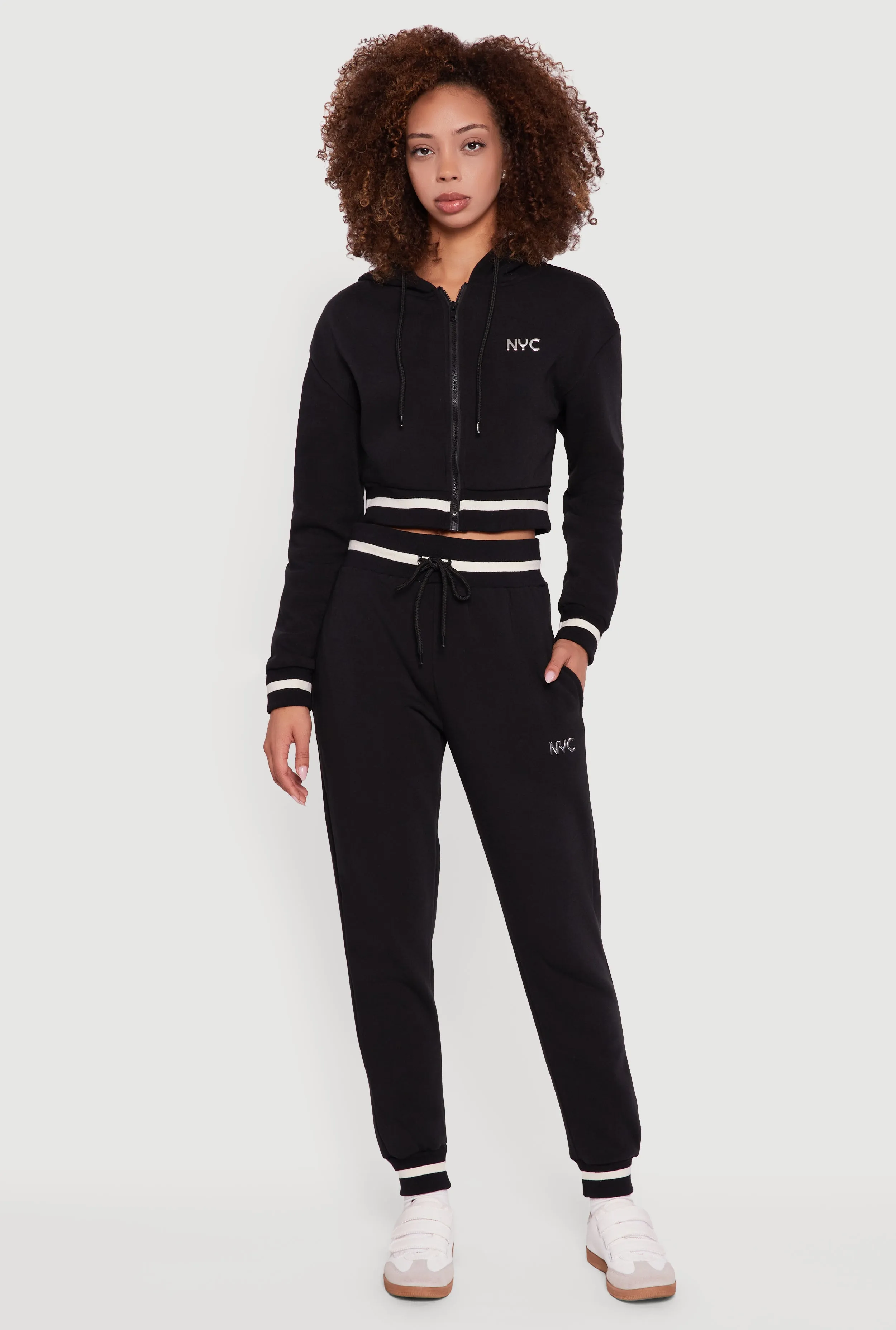 Contrast Trim High Waisted NYC Graphic Joggers sold by Rainbow