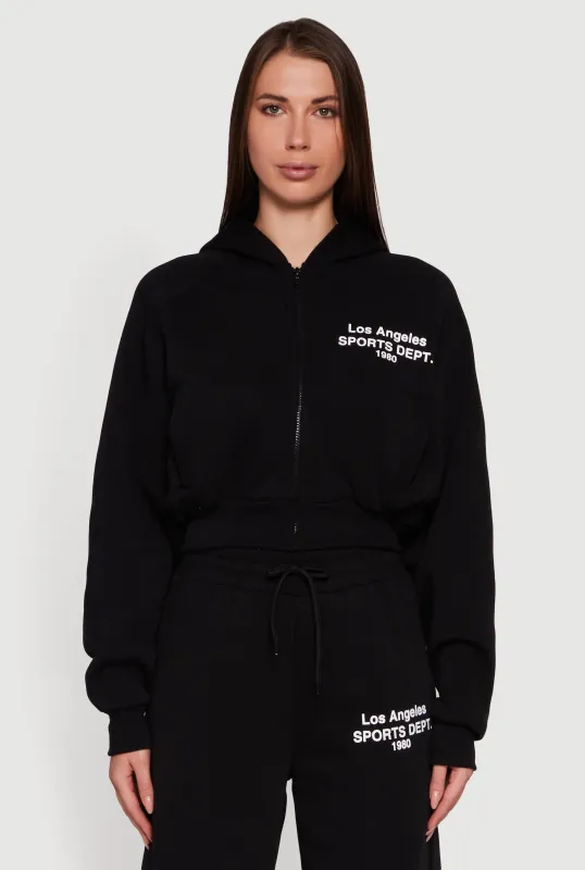 Los Angeles Graphic Zip Front Hoodie sold by Rainbow